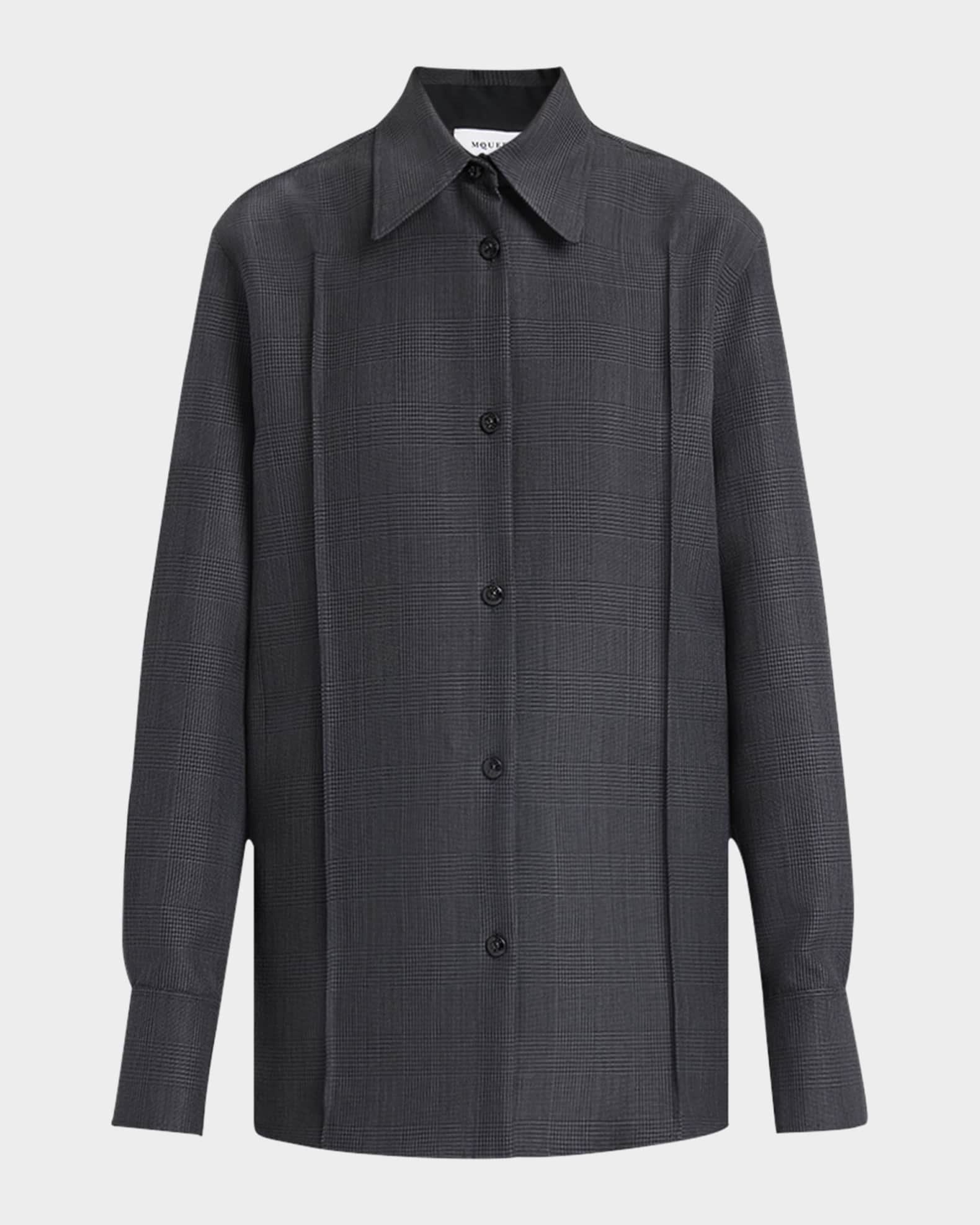 Check Pintuck Button-Down Shirt 0