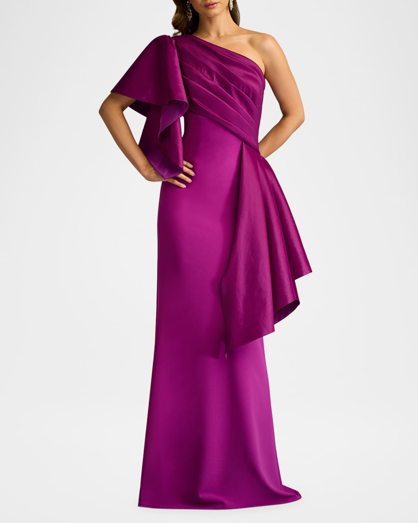 Tadashi shoji one shoulder crepe gown top