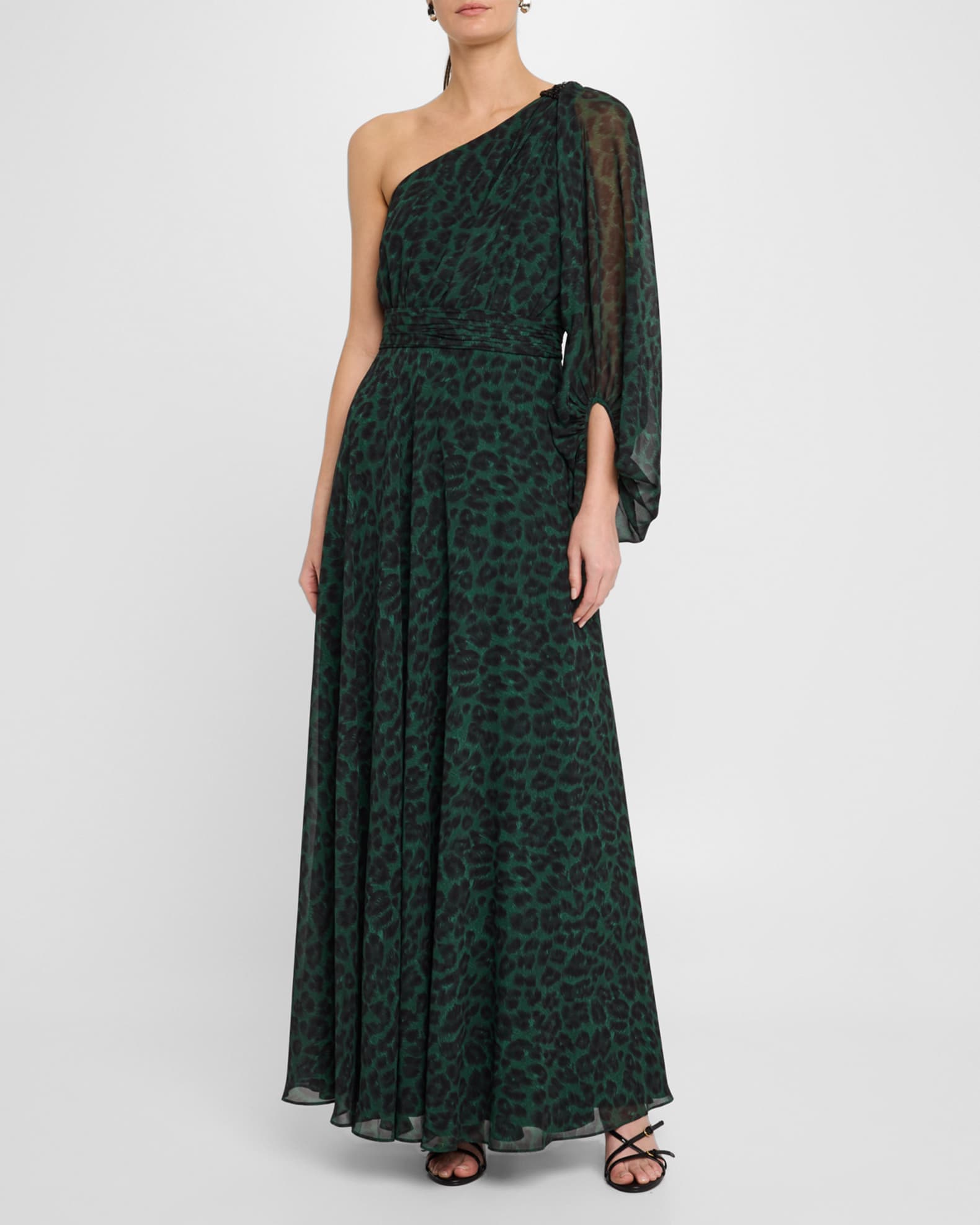Makayla One-Shoulder Broach Embellished Gown 1
