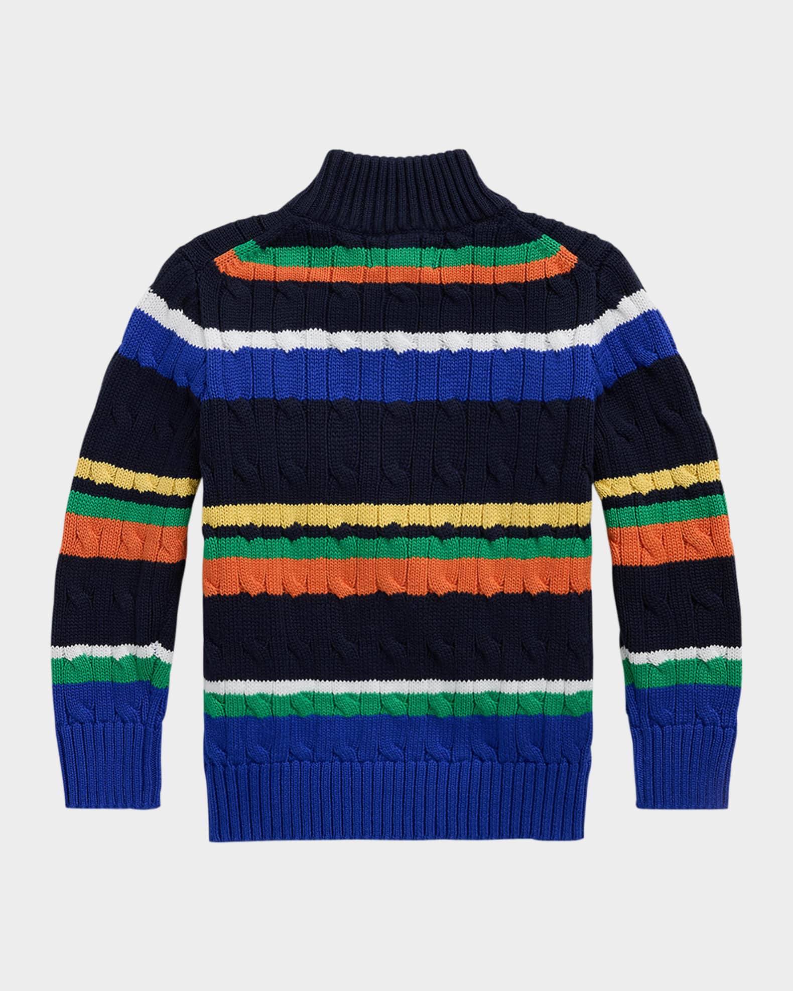 Boy's Cable Knit Striped Sweater 1