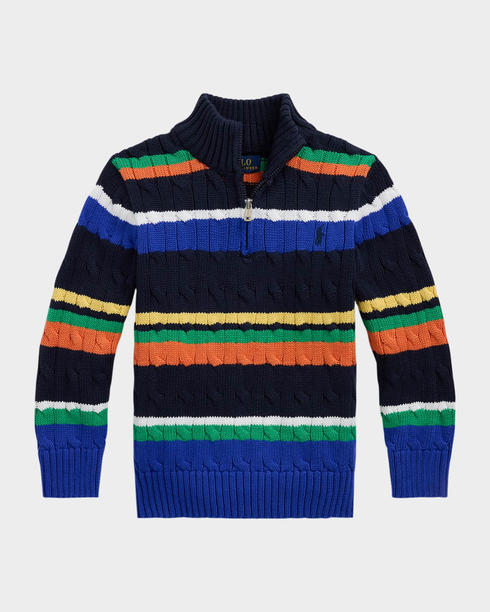 Boy's Cable Knit Striped Sweater 0