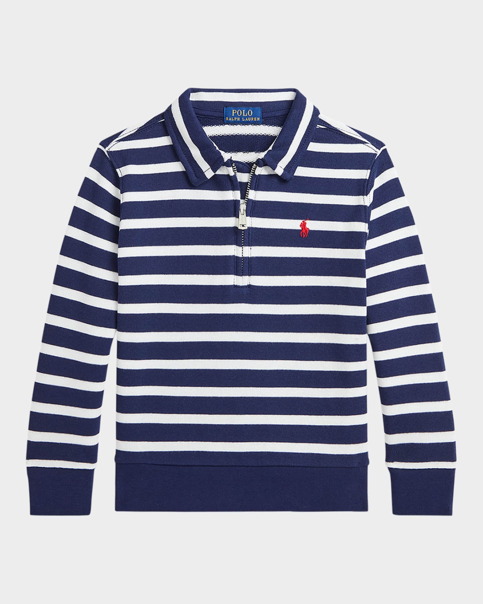 Boy's Striped Quarter Zip Sweatshirt 0