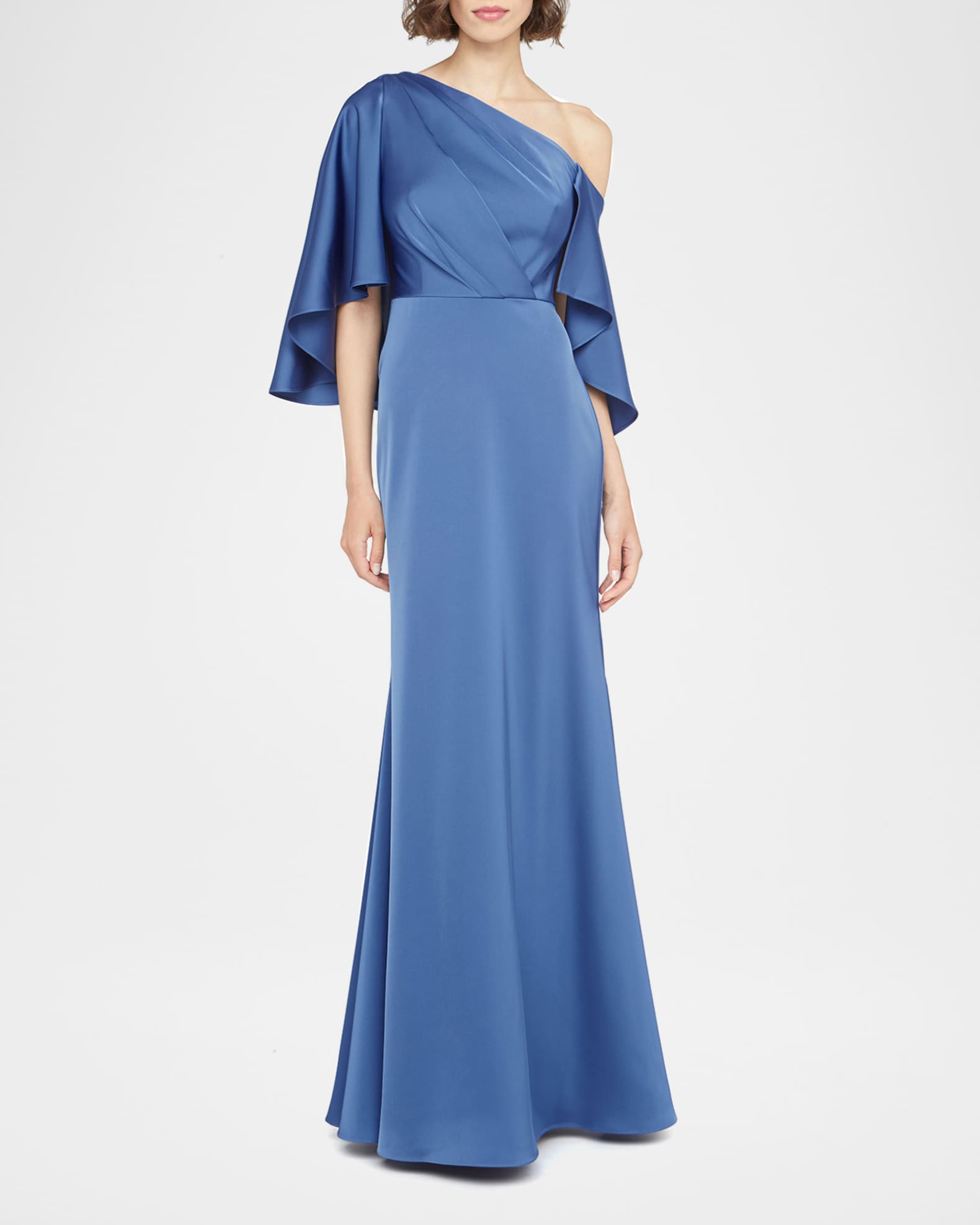 Kia One-Shoulder Cape Gown 1