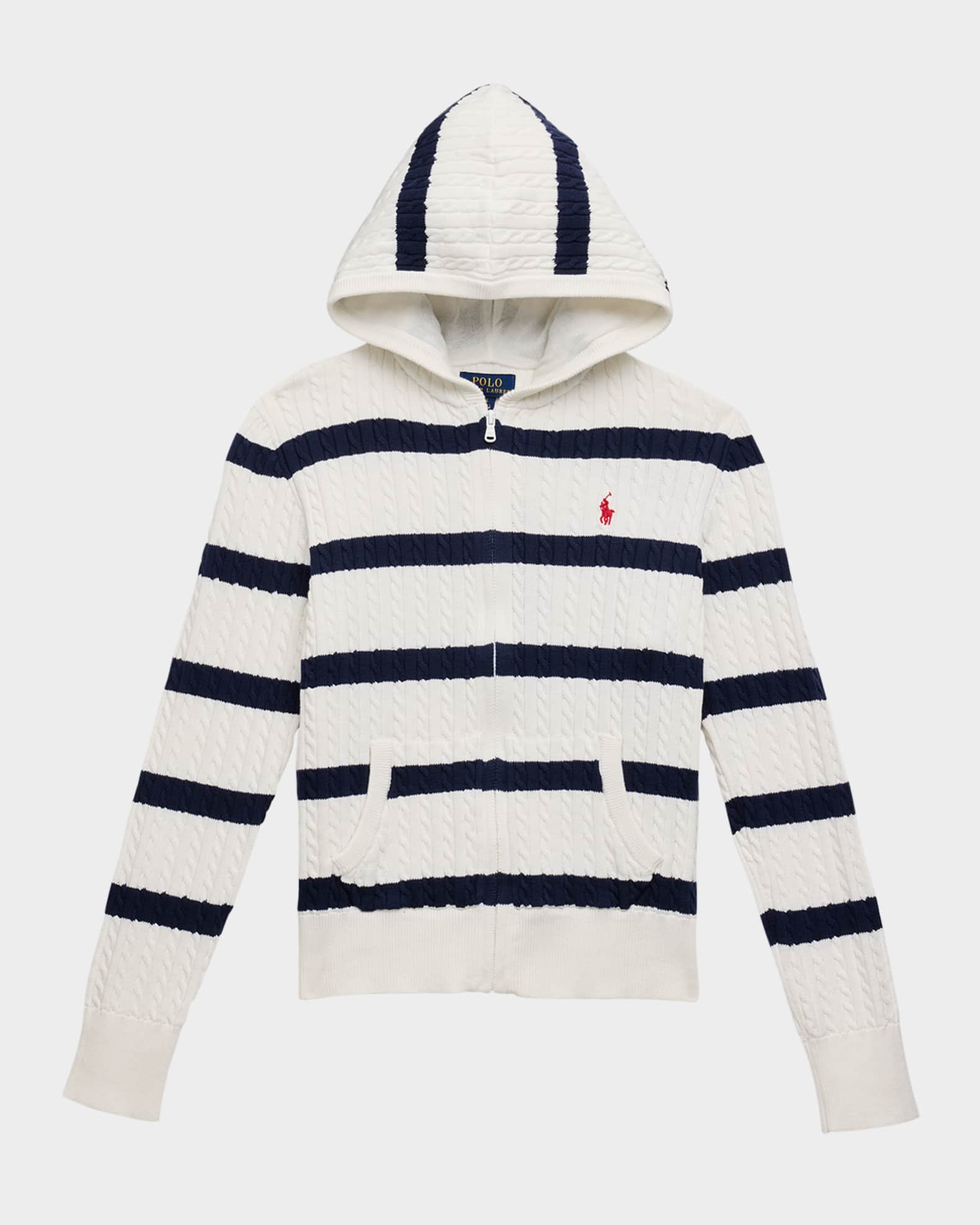 Boy's Striped Cable Knit Sweater 0