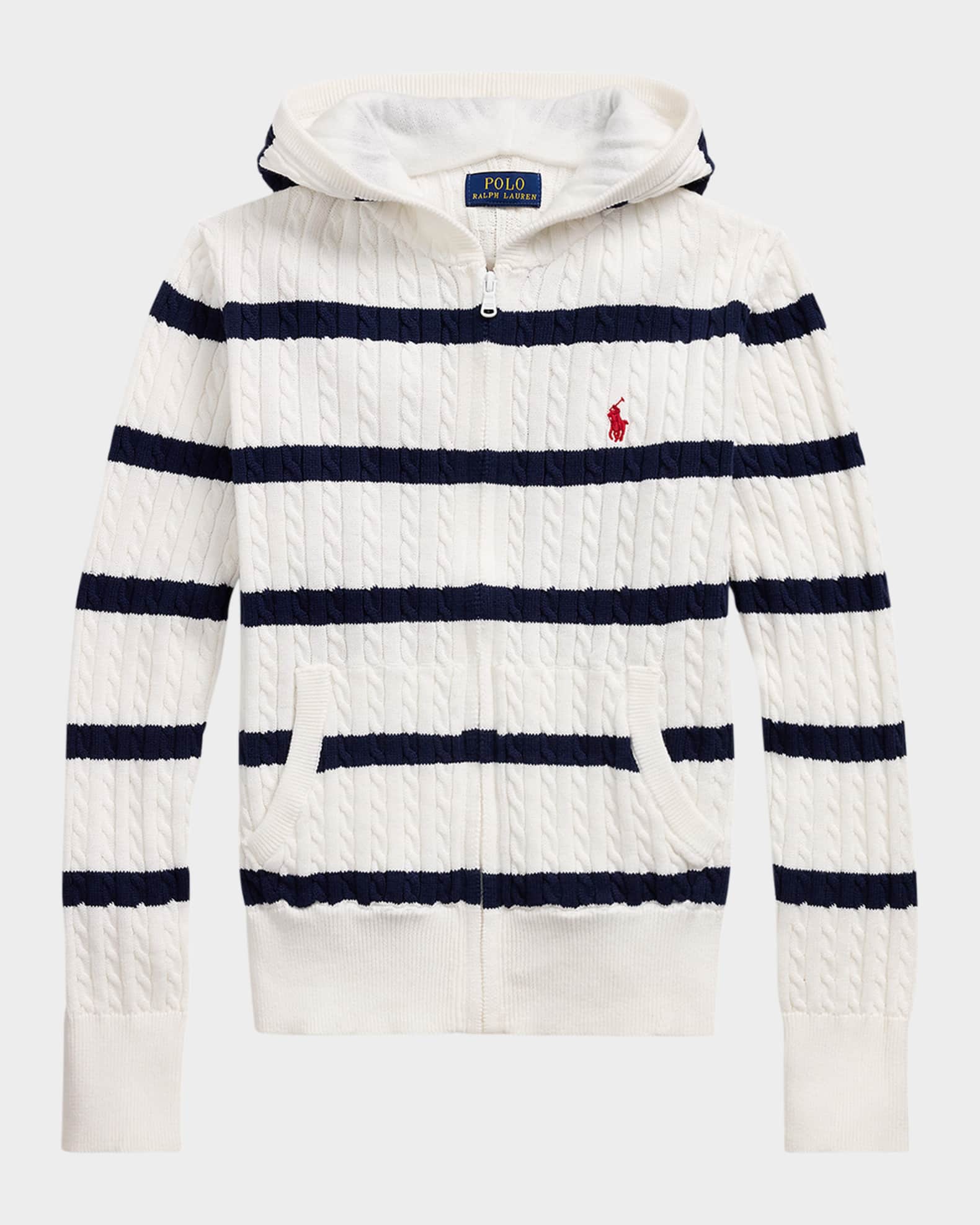 Boy's Hooded Cable Knit Sweater 0