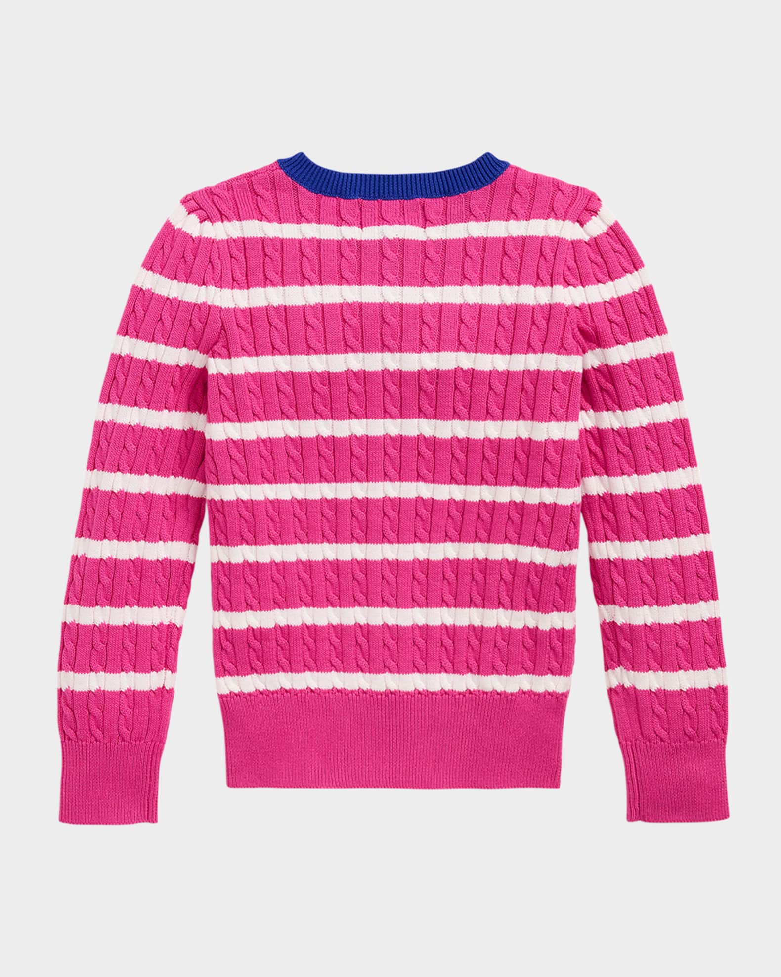 Girl's Striped Cable Knit Cardigan 1