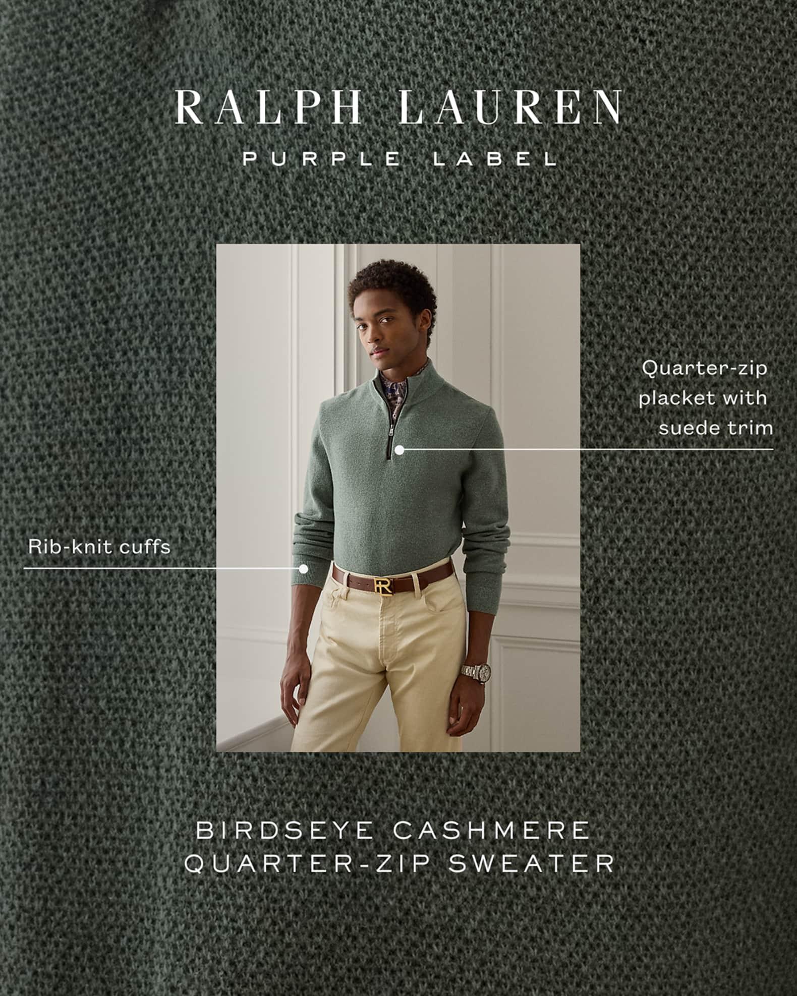 Men's Birdseye Cashmere Quarter-Zip Sweater | Neiman Marcus