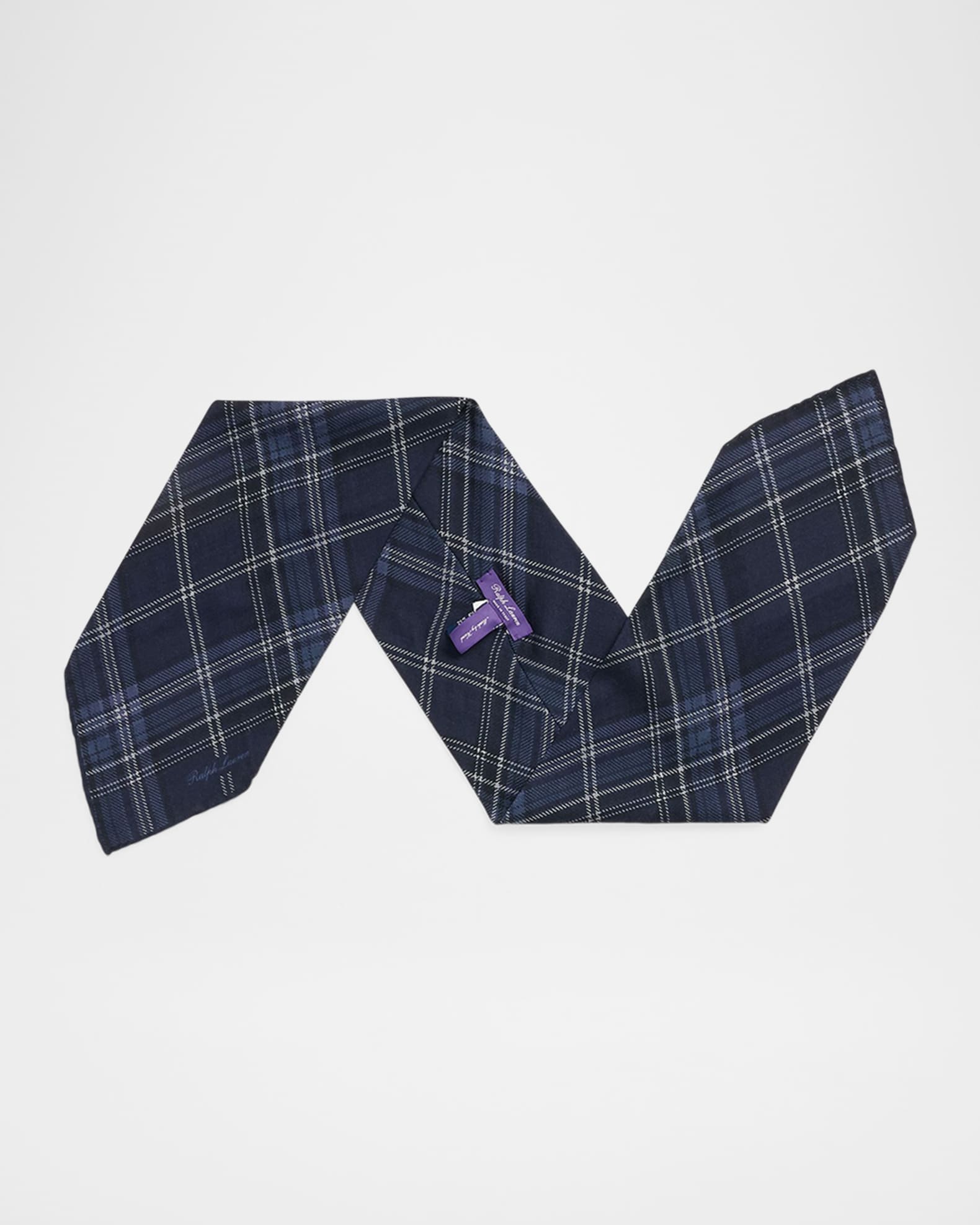 Men's Plaid Cashmere-Silk Neckerchief 0