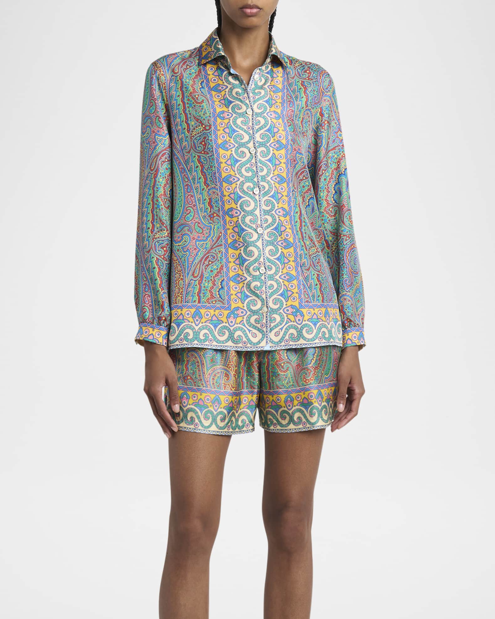 Paisley Button Down Silk Blouse 1
