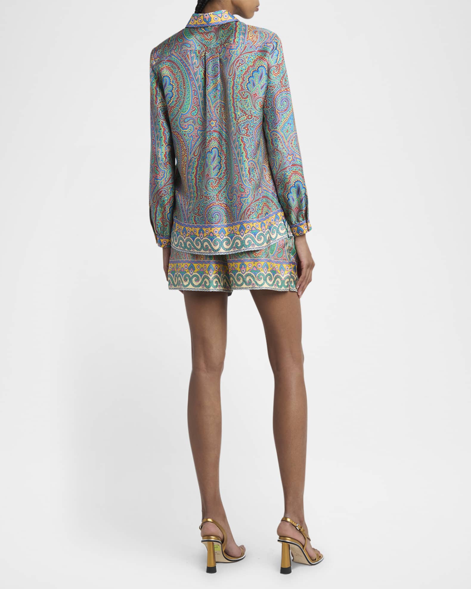 Etro Paisley Button Down Silk Blouse | Neiman Marcus