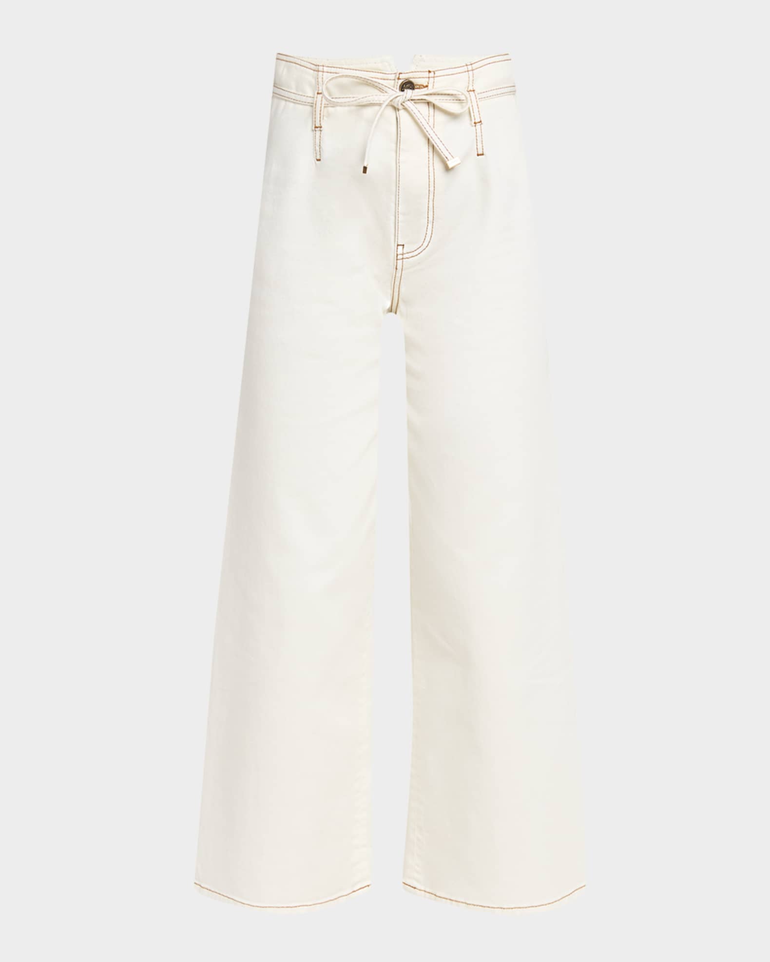 Denim Wide Leg Belt Loop Pants 0