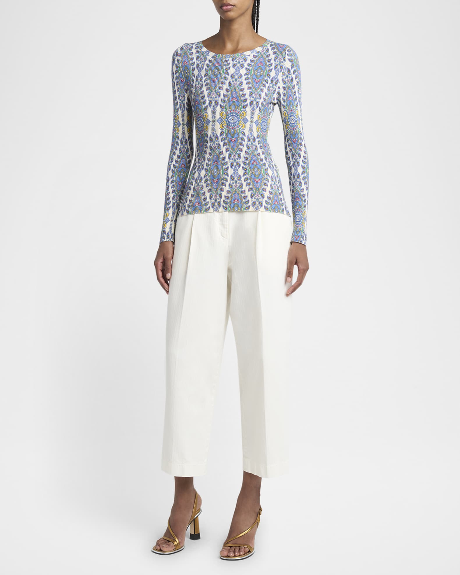 Tシャツ・カットソー Etro Long-Sleeved Top With Paisley Pattern Etro Long sleeves paisley print top | The Fashion Square