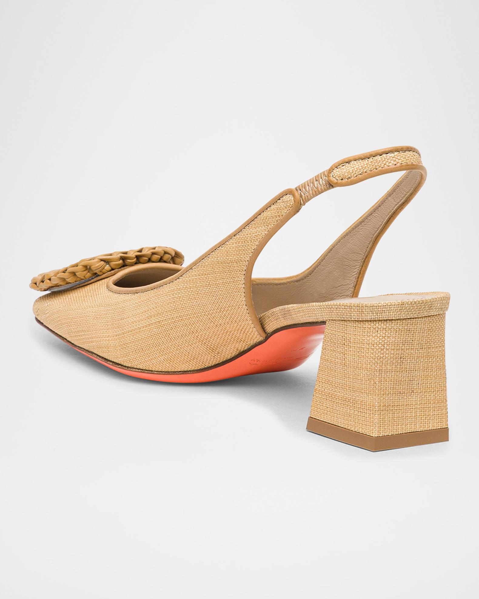 Santoni Lemon Raffia Buckle Slingback Pumps | Neiman Marcus