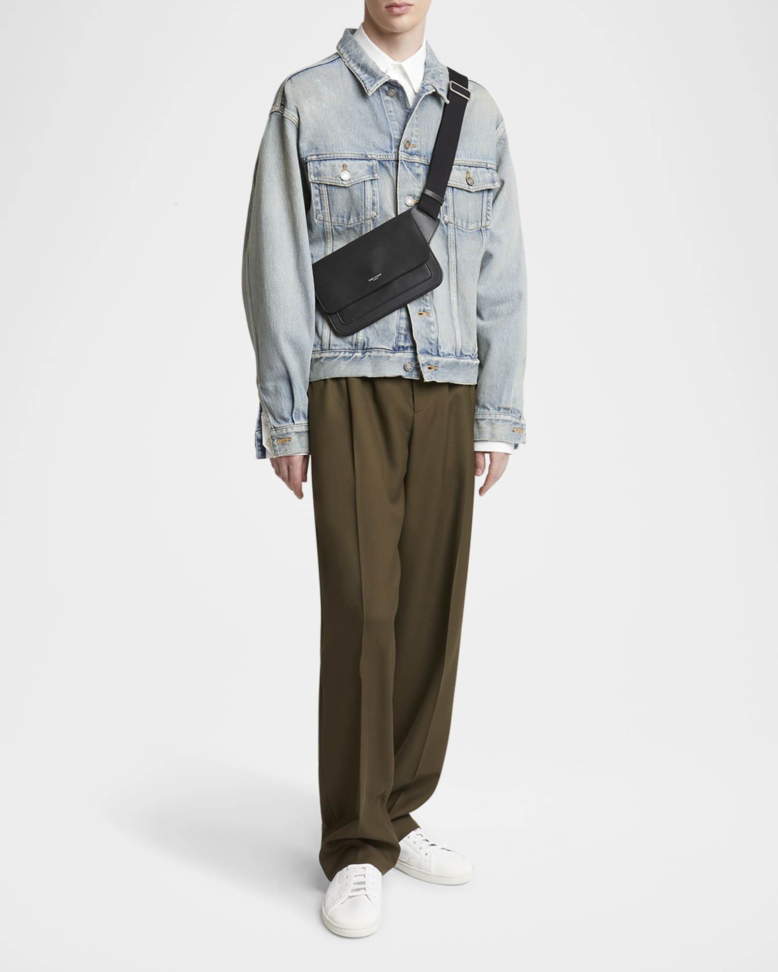 Saint Laurent Men's New Line Leather Belt Bag | Neiman Marcus