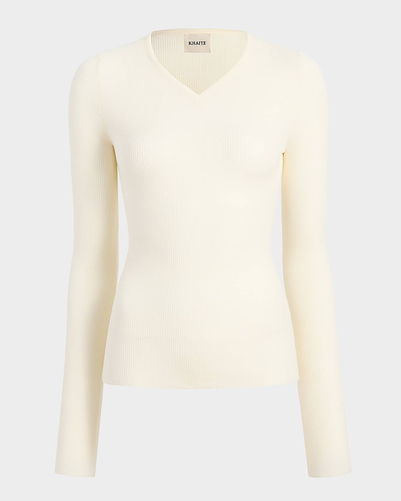 Tania V-Neck Long-Sleeve Rib Top 0