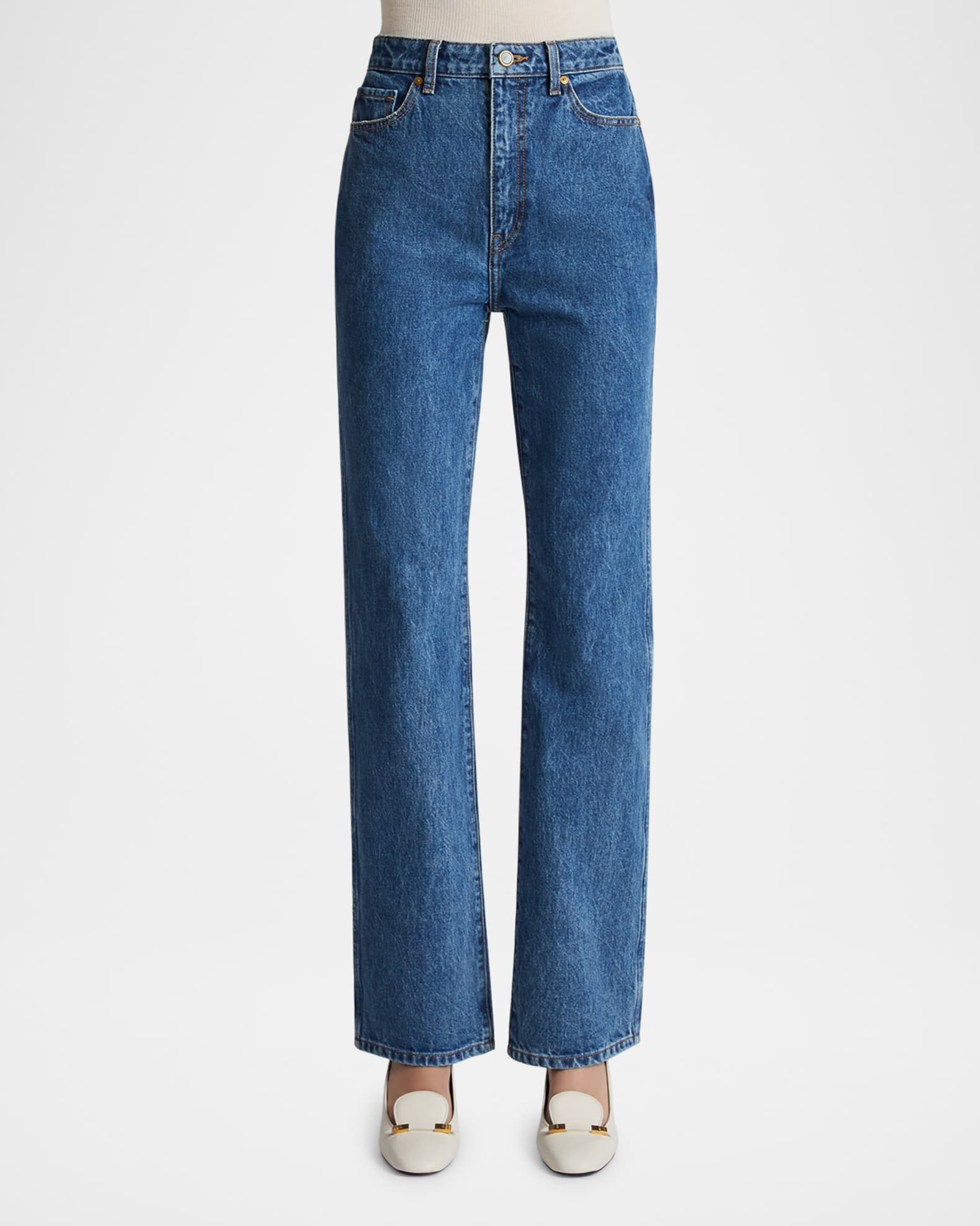 60 KHAITE ストレートデニム Khaite Danielle Acid-Wash Straight-Leg Jeans | Neiman Marcus