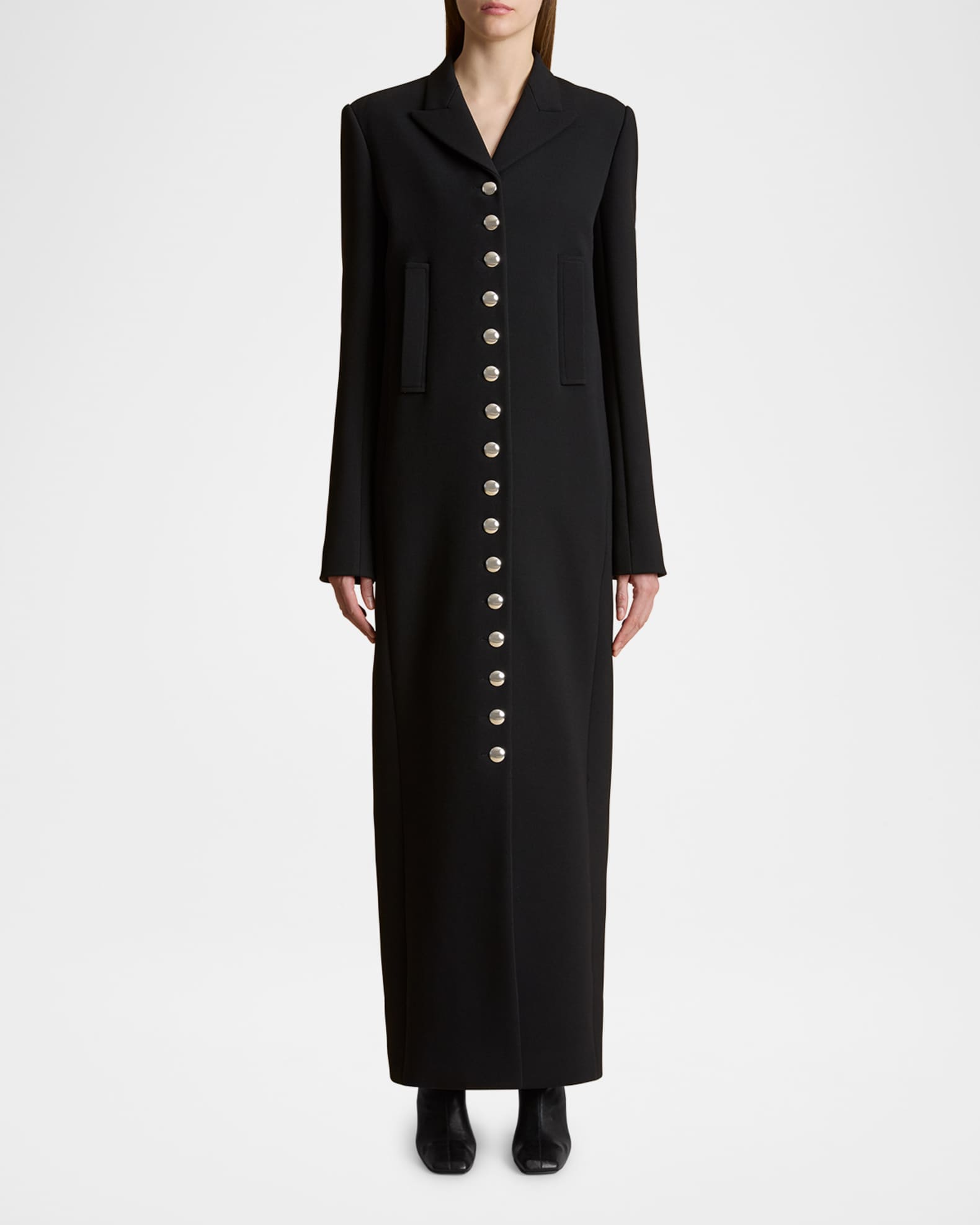 Khaite Saphra Single-Breasted Long Coat | Neiman Marcus
