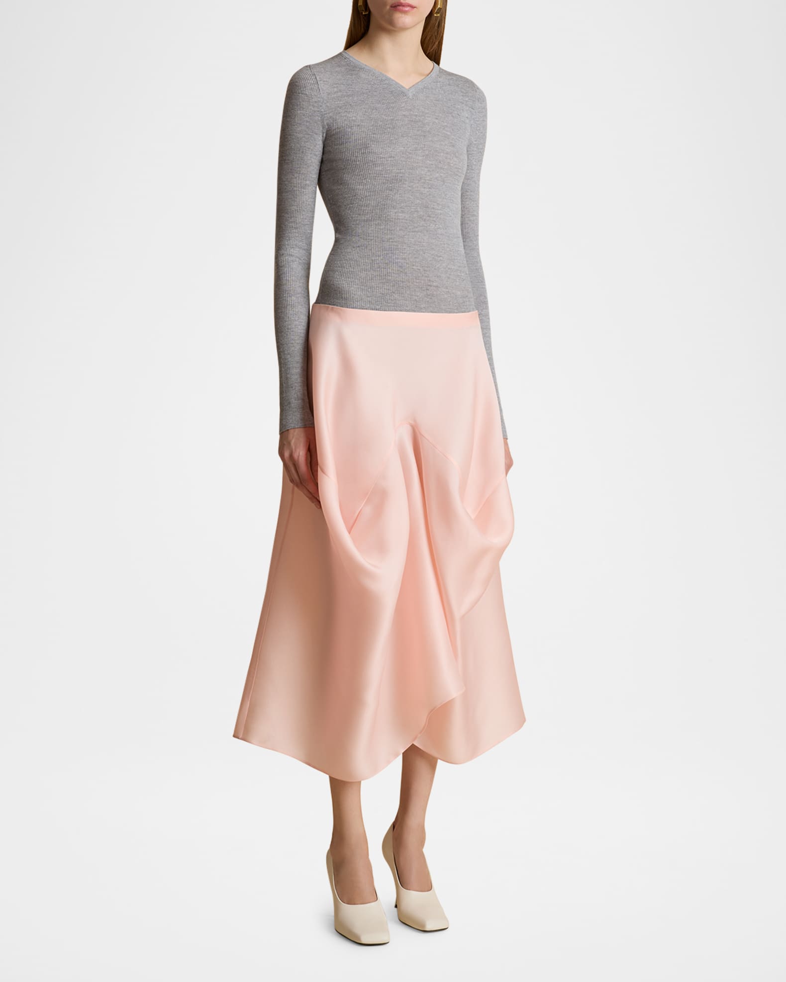 Sawyer Draped Silk Maxi Skirt 1
