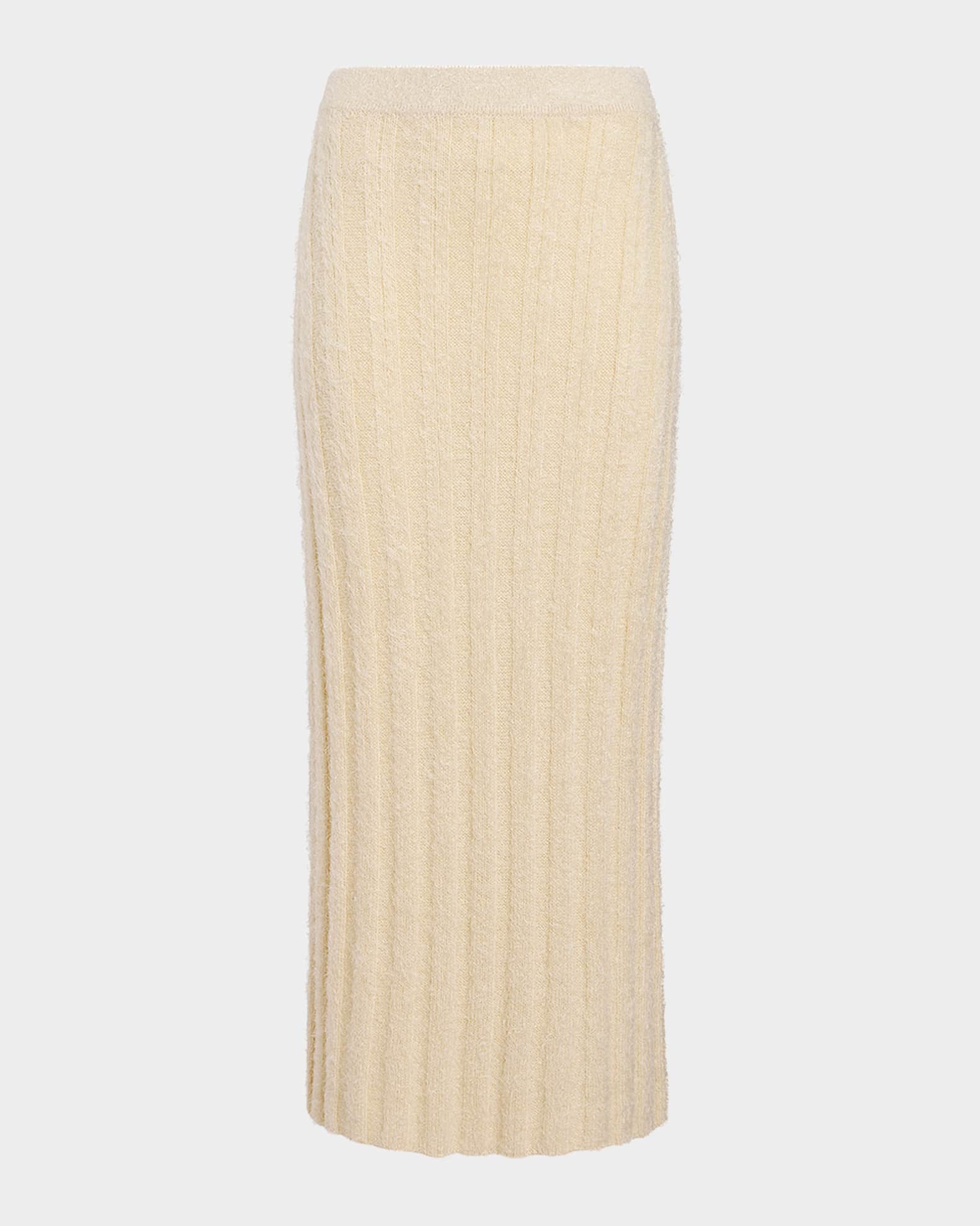 Claire Wide Rib Cashmere-Silk Midi Skirt 0