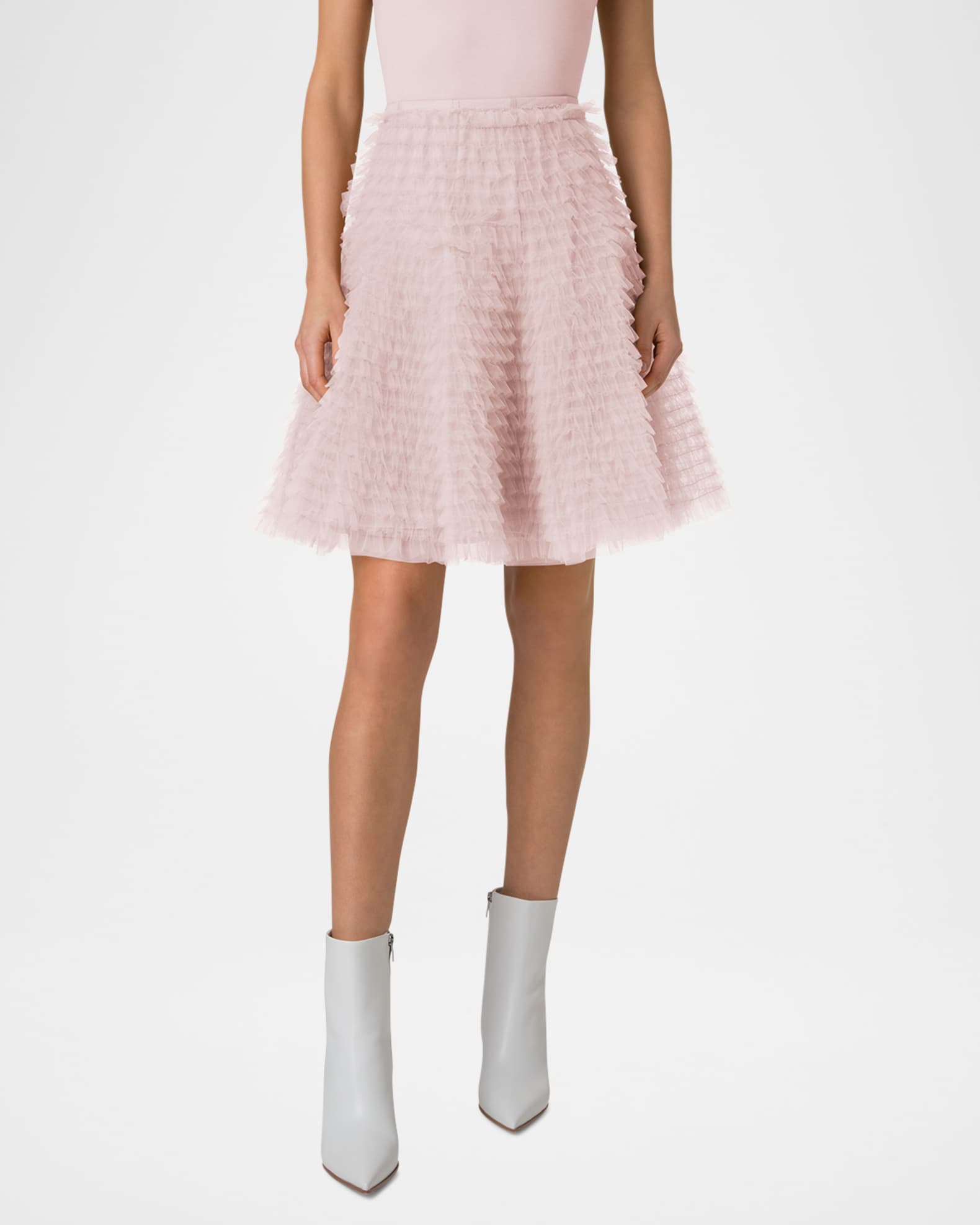 Akris Tiered Ruffle Techno Tulle Skirt | Neiman Marcus