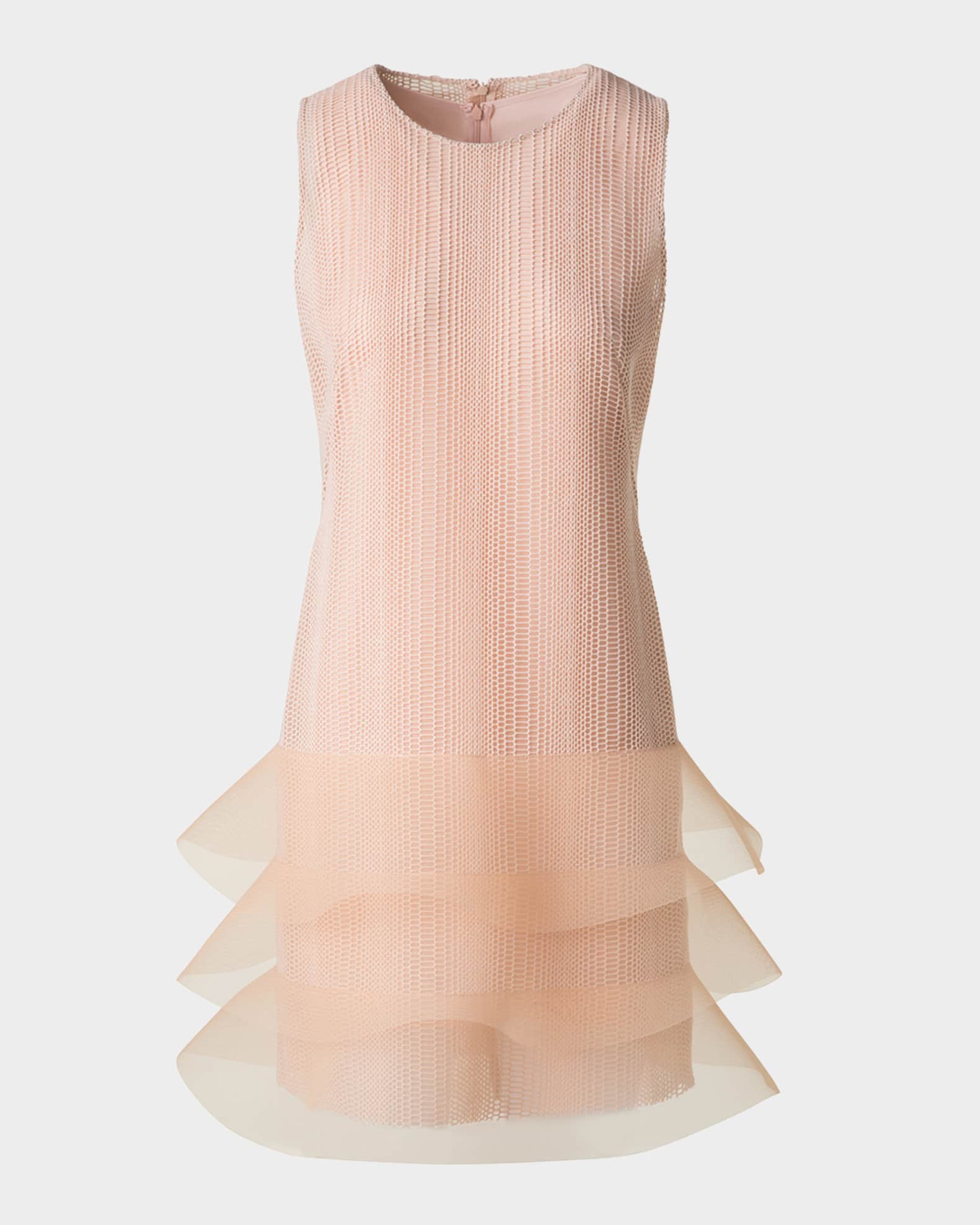Tiered Ruffle Embroidered Red Pink Dress