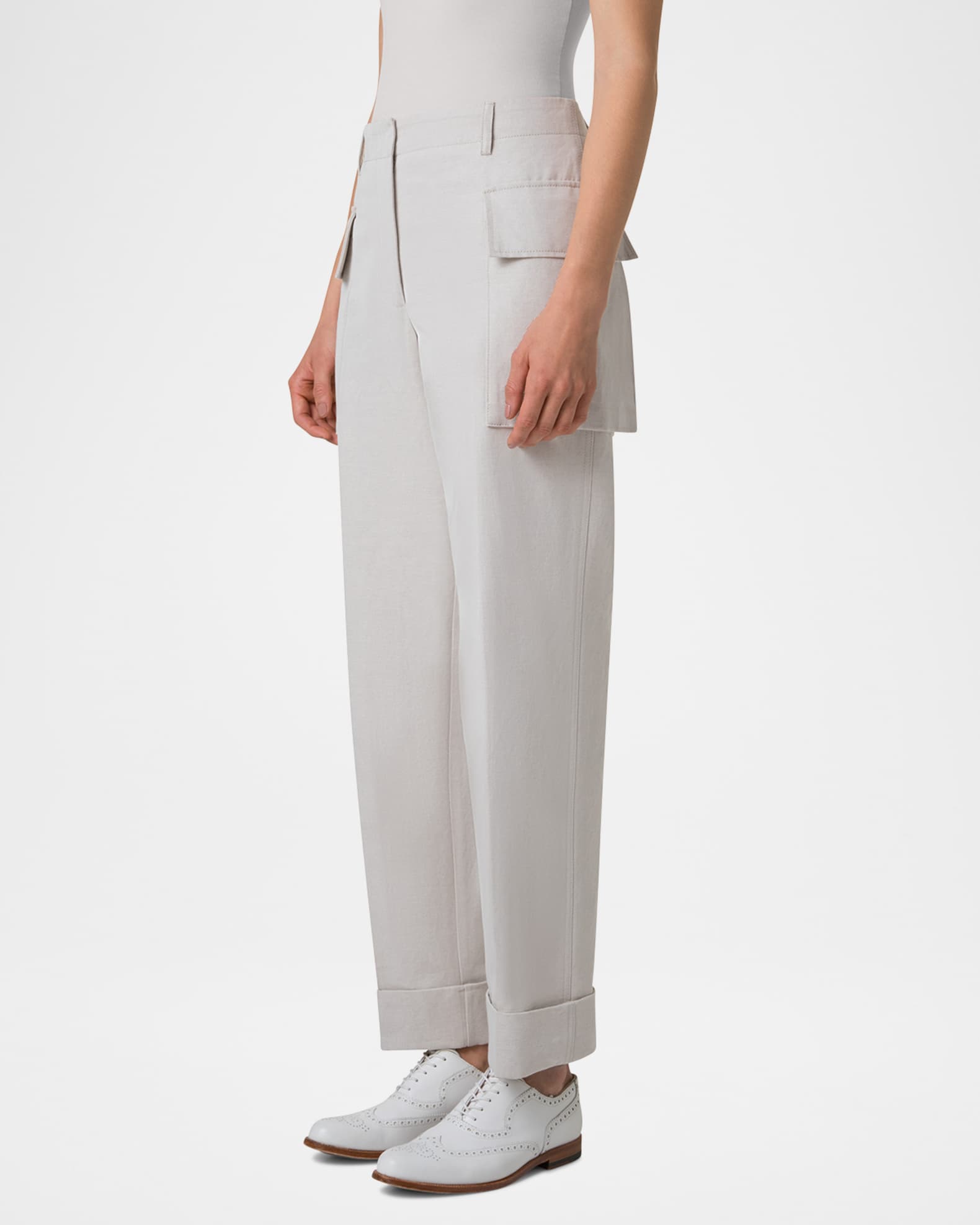 Marley Cropped Cotton-Linen Cargo Pants 1