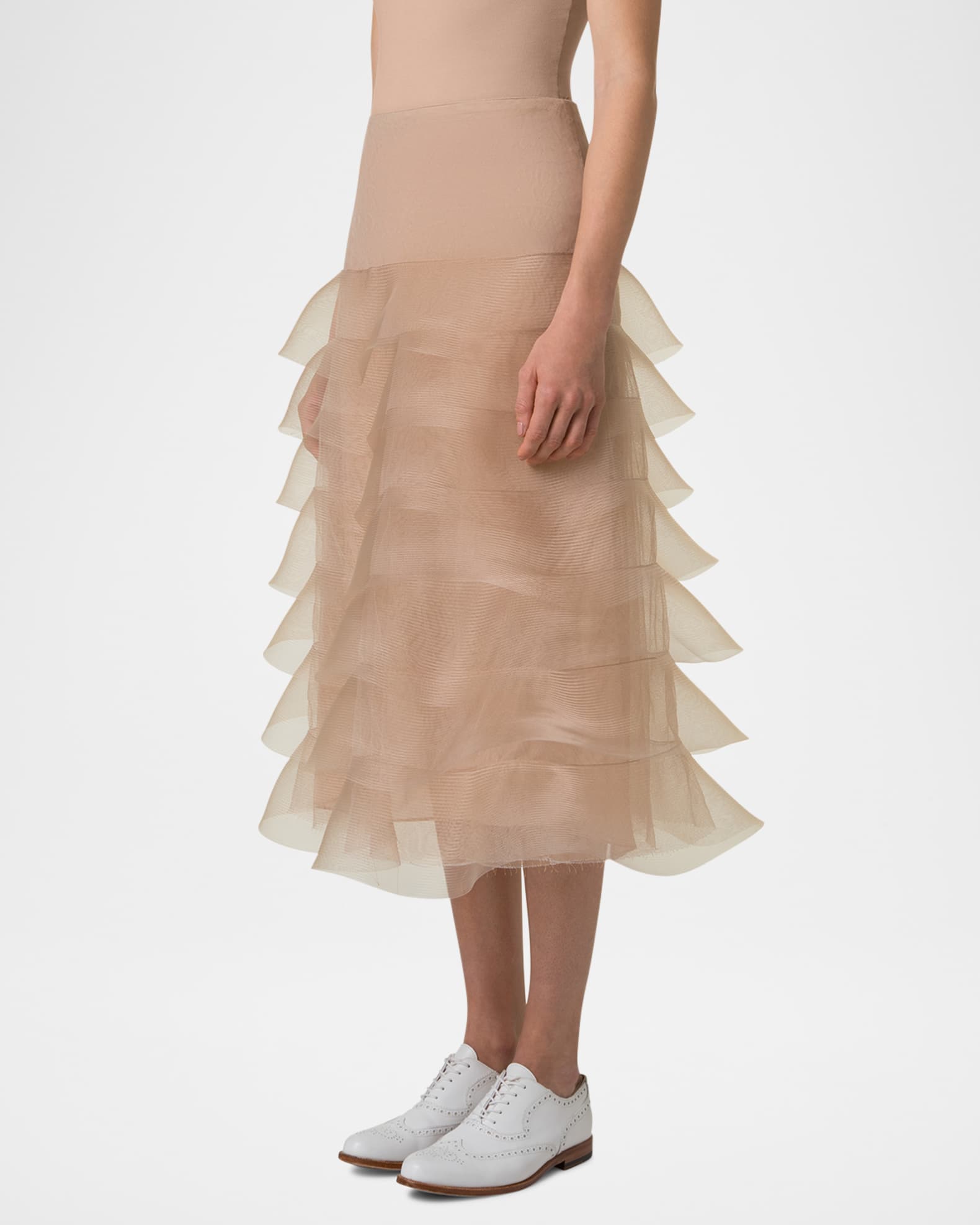 Ruffle Tulle Midi Skirt 1