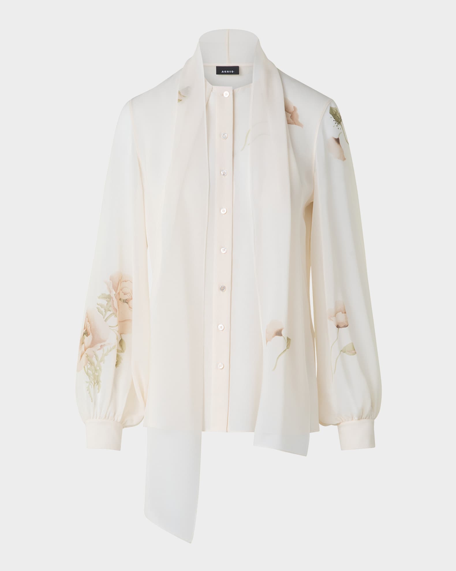 Akris Floral-Print Georgette Scarf Blouse | Neiman Marcus