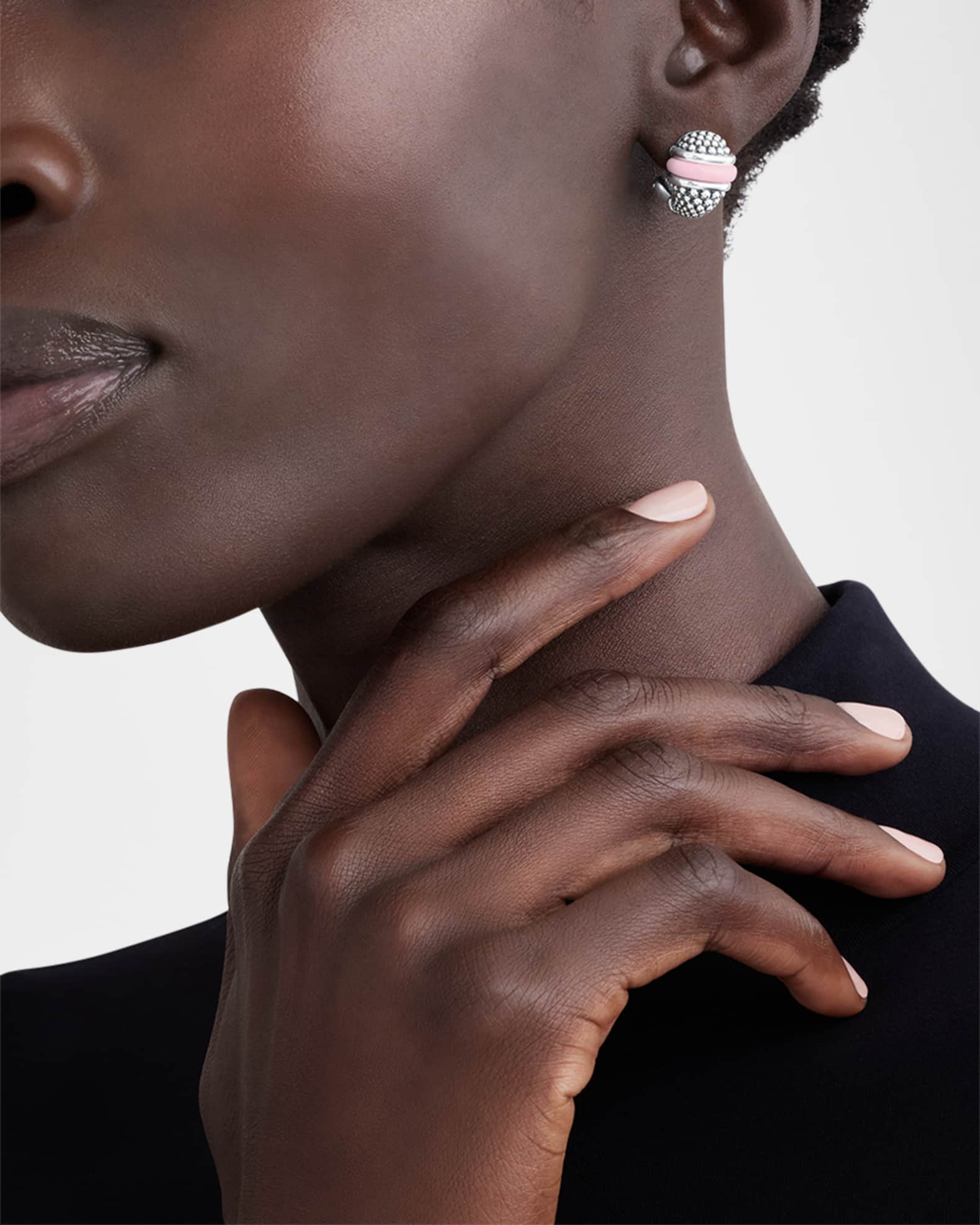 LAGOS Sterling Silver Pink Caviar Ceramic Stud Earrings Neiman Marcus