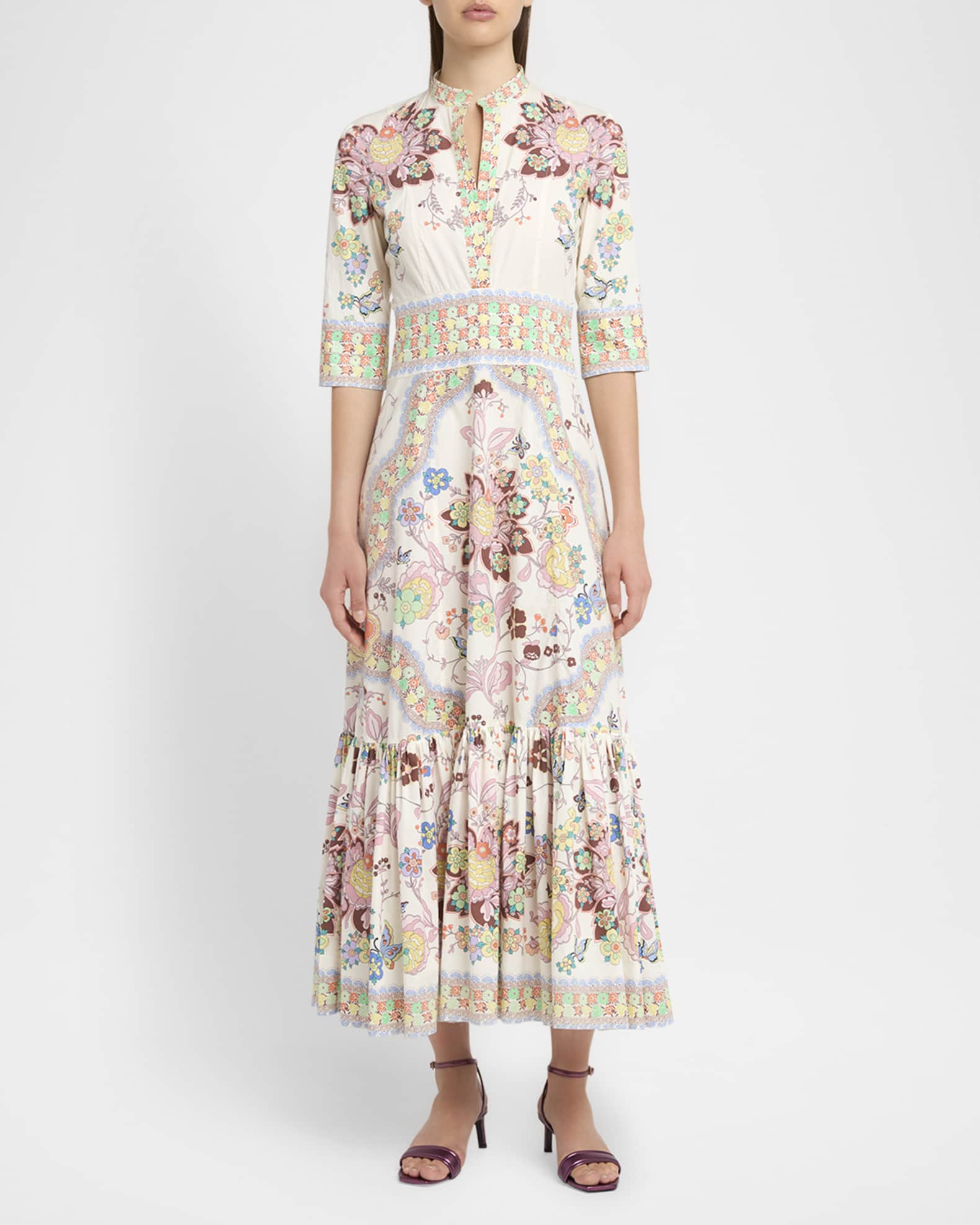 Printed Stretch Cotton Midi Dress 1