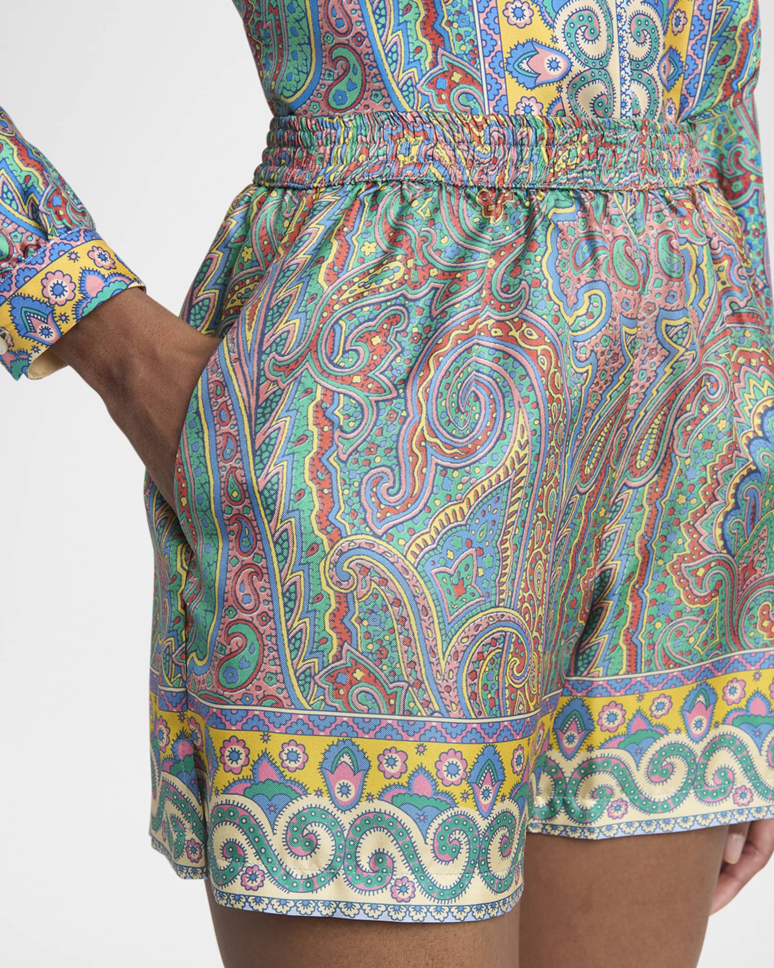 Etro Paisley Silk Shorts | Neiman Marcus