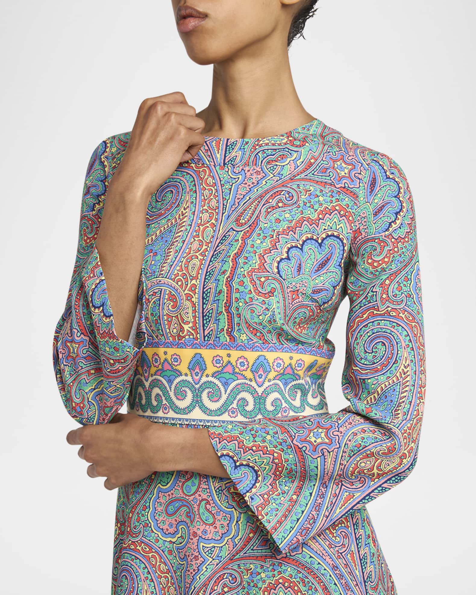 Autumn Fashion Paisley Flower Long Robe Dress Women's Stand
