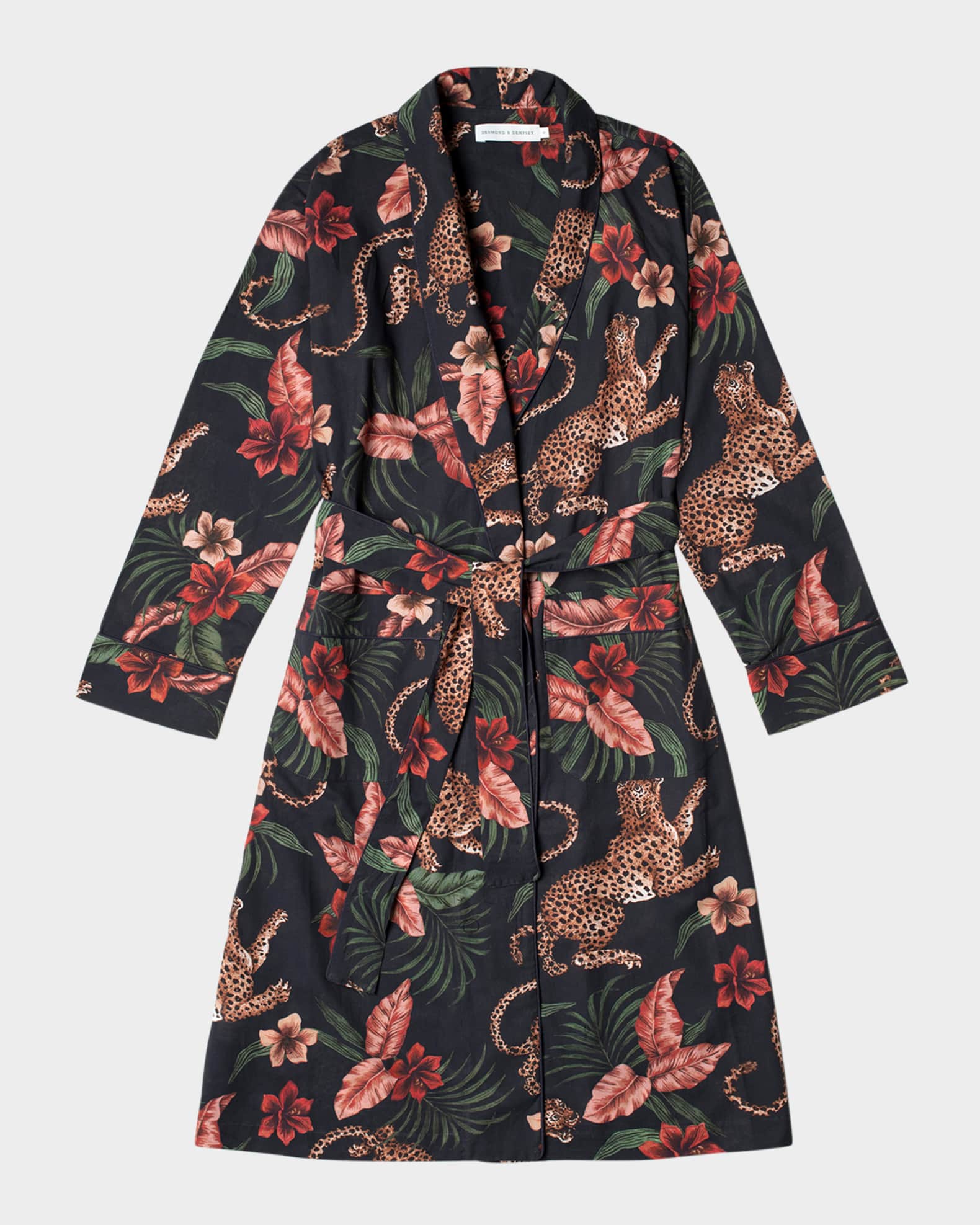 Animal-Print Piped Organic Cotton Robe 0
