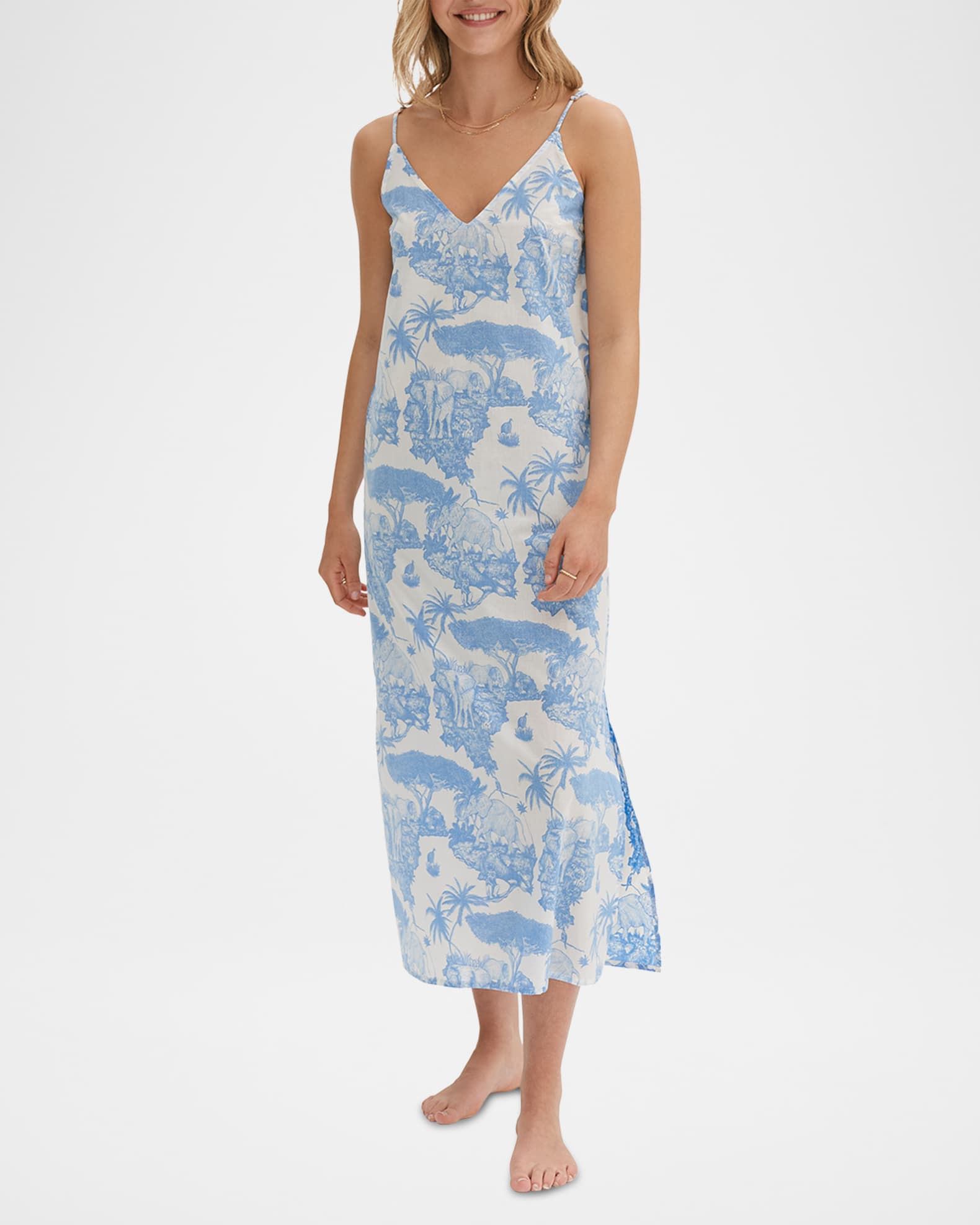 Toile-Print Cotton Slip Nightie 1