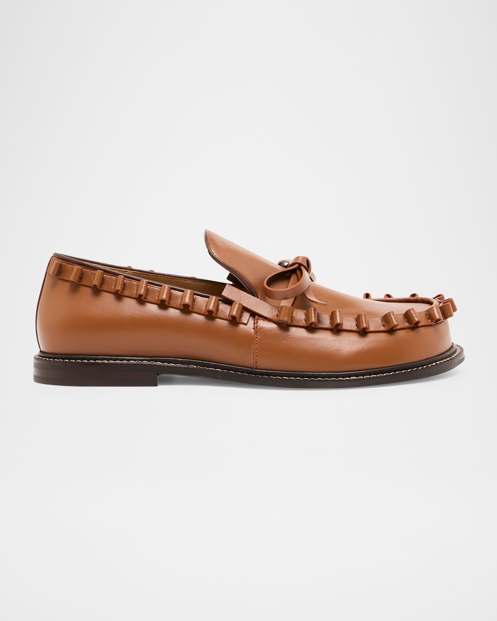 JW Anderson Men's Ruffle Leather Moccasin Loafers | Neiman Marcus