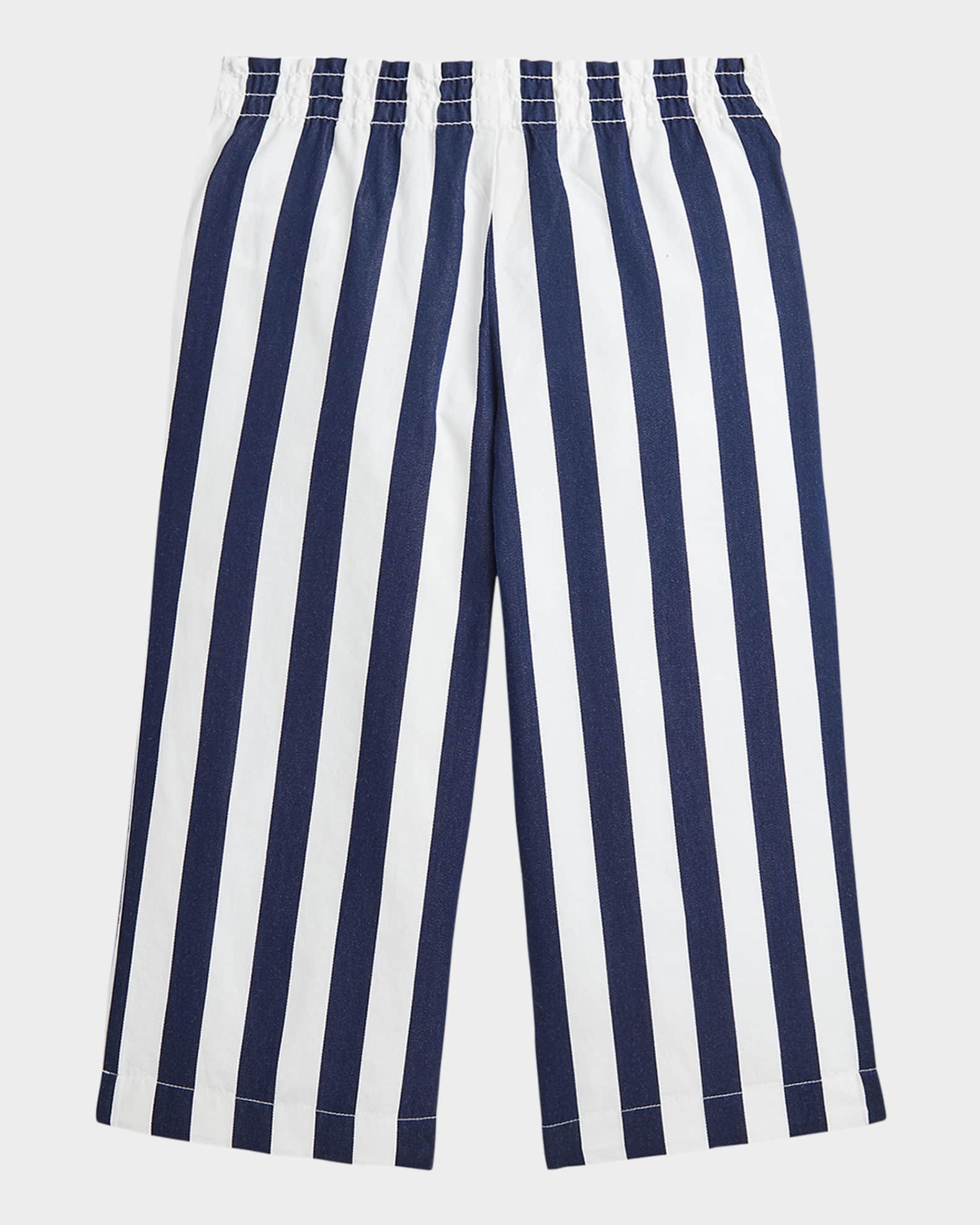 Girl's Cotton Dobby Striped Wide-Leg Pants, Size 2-6X 1