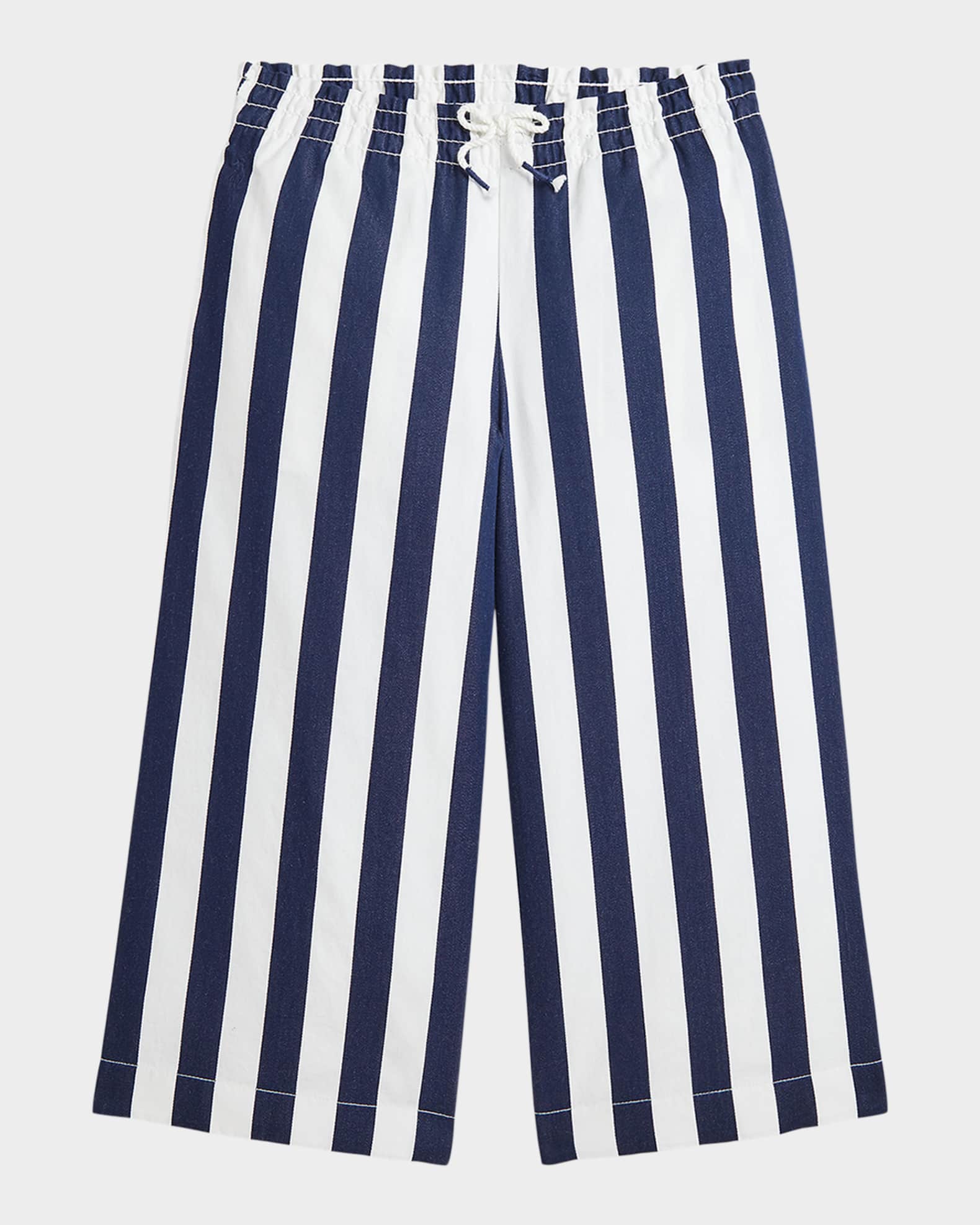 Girl's Cotton Dobby Striped Wide-Leg Pants, Size 2-6X 0
