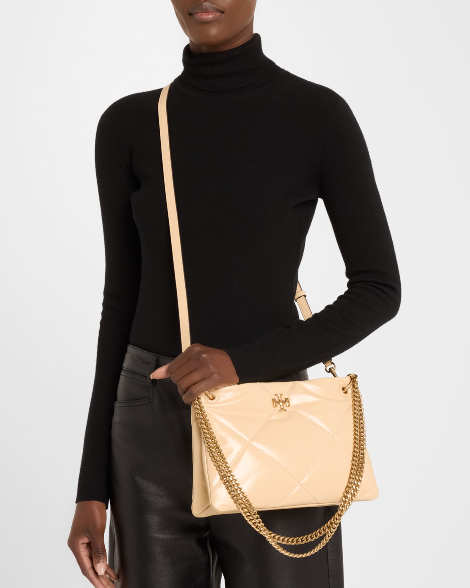 Kira Small Diamond Quilted Leather Shoulder Bag 1