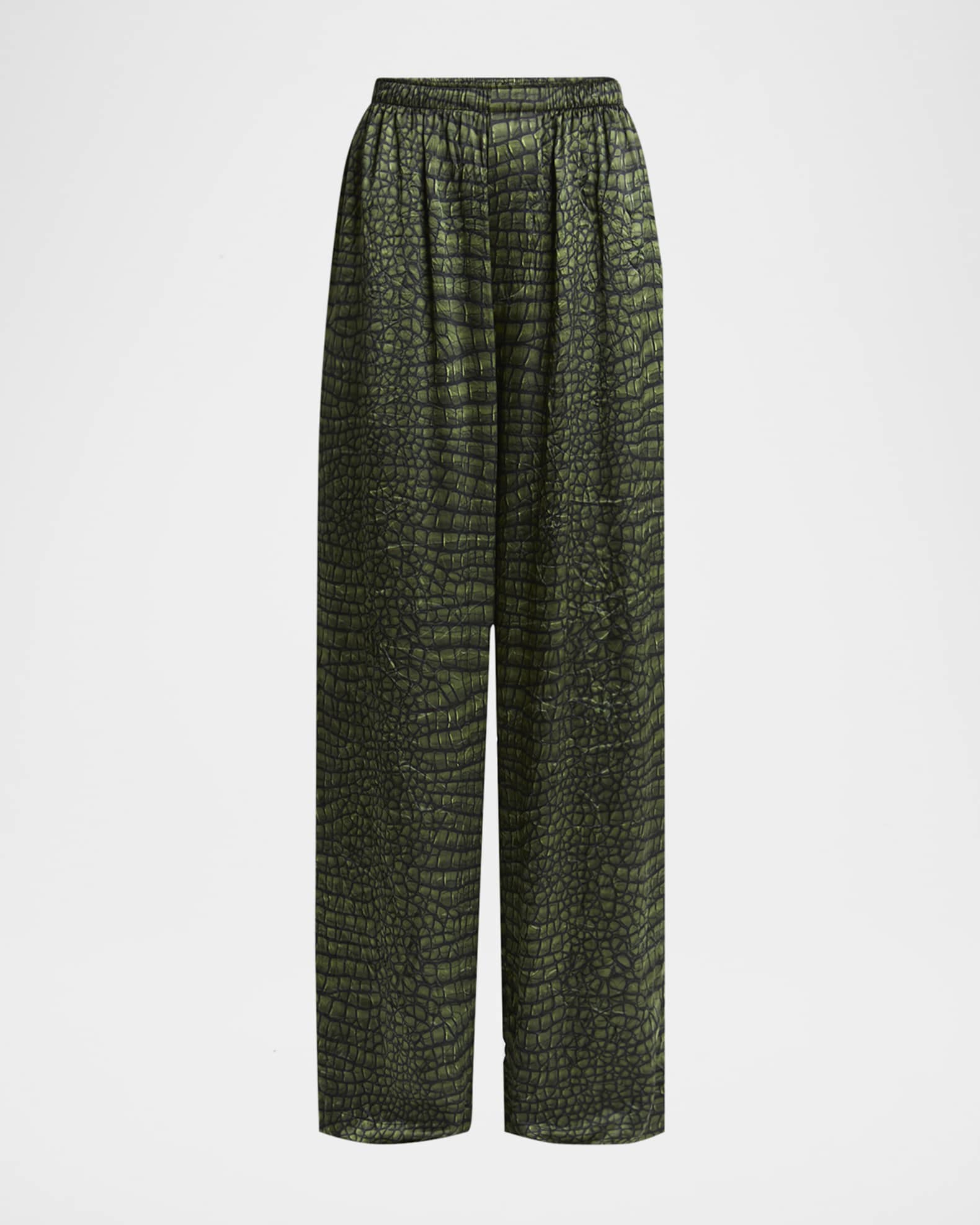 BALENCIAGA Pyjama パンツ グリーン AI Croc シルクサテン Balenciaga Crocodile Print Silk Satin Pajama Pants | Neiman