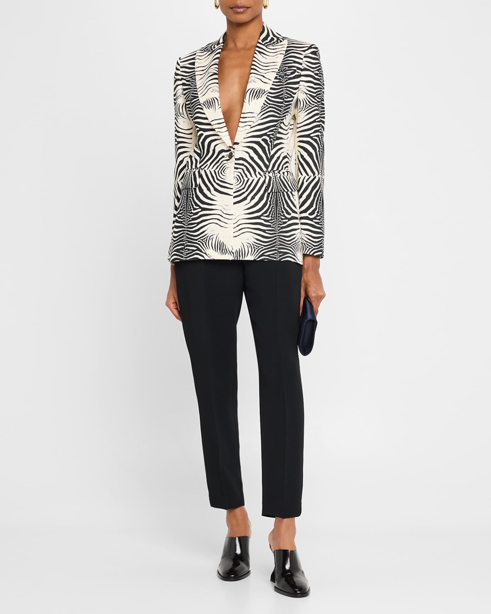 Zebra-Print Single-Breasted Blazer Jacket 1