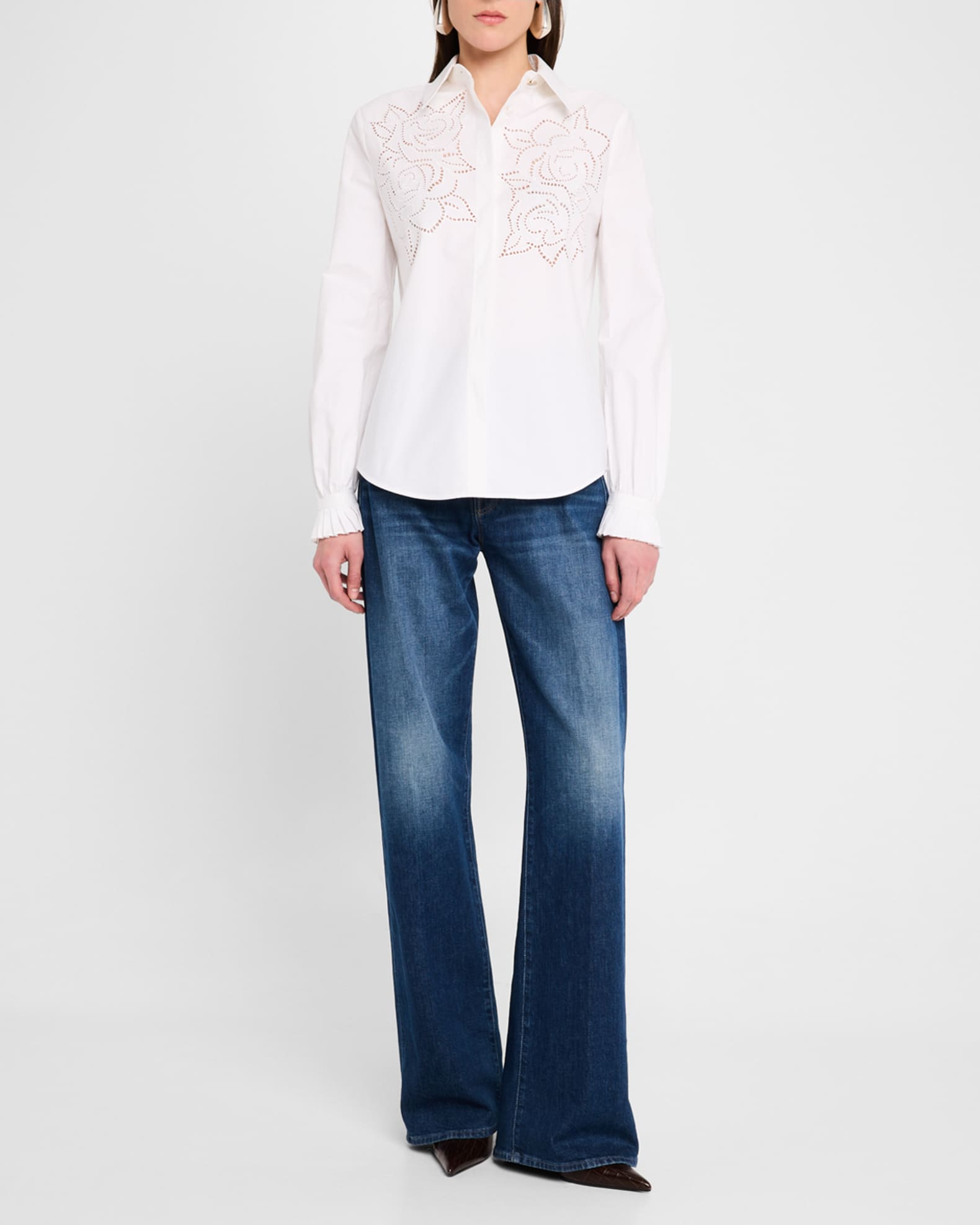 Rose Embroidered Button-Down Shirt 1