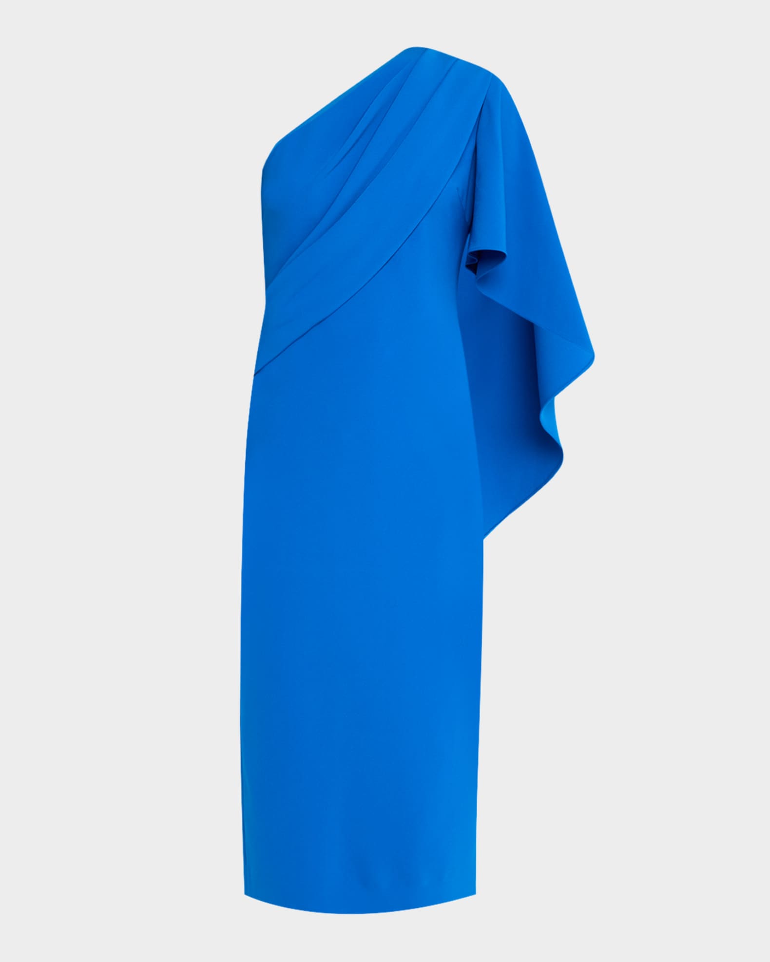 Draped One-Shoulder Stretch Crepe Midi Dress 0