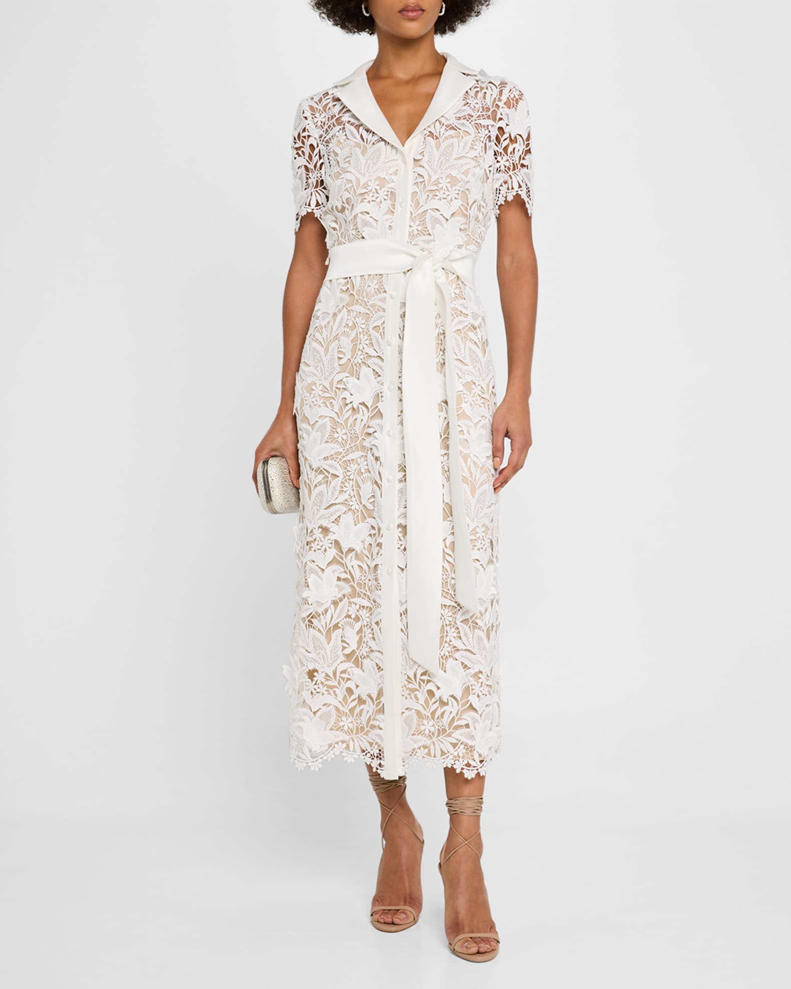 Scalloped Floral Lace Midi Dress