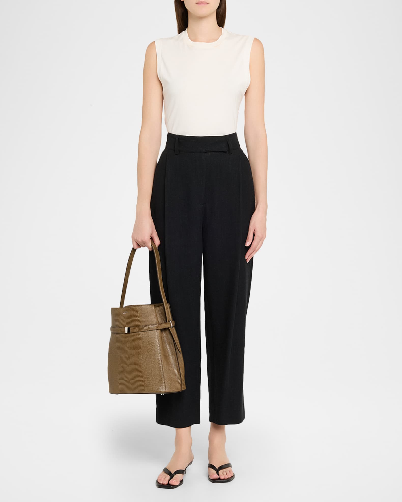 Belted Lizard Embossed Bucket Bag