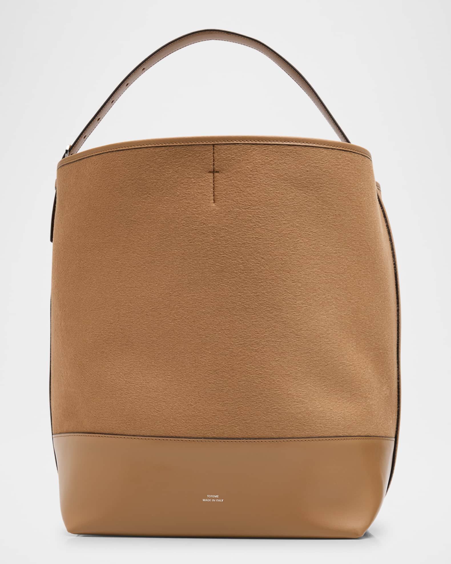 Belted Wool & Leather Tote Bag 0