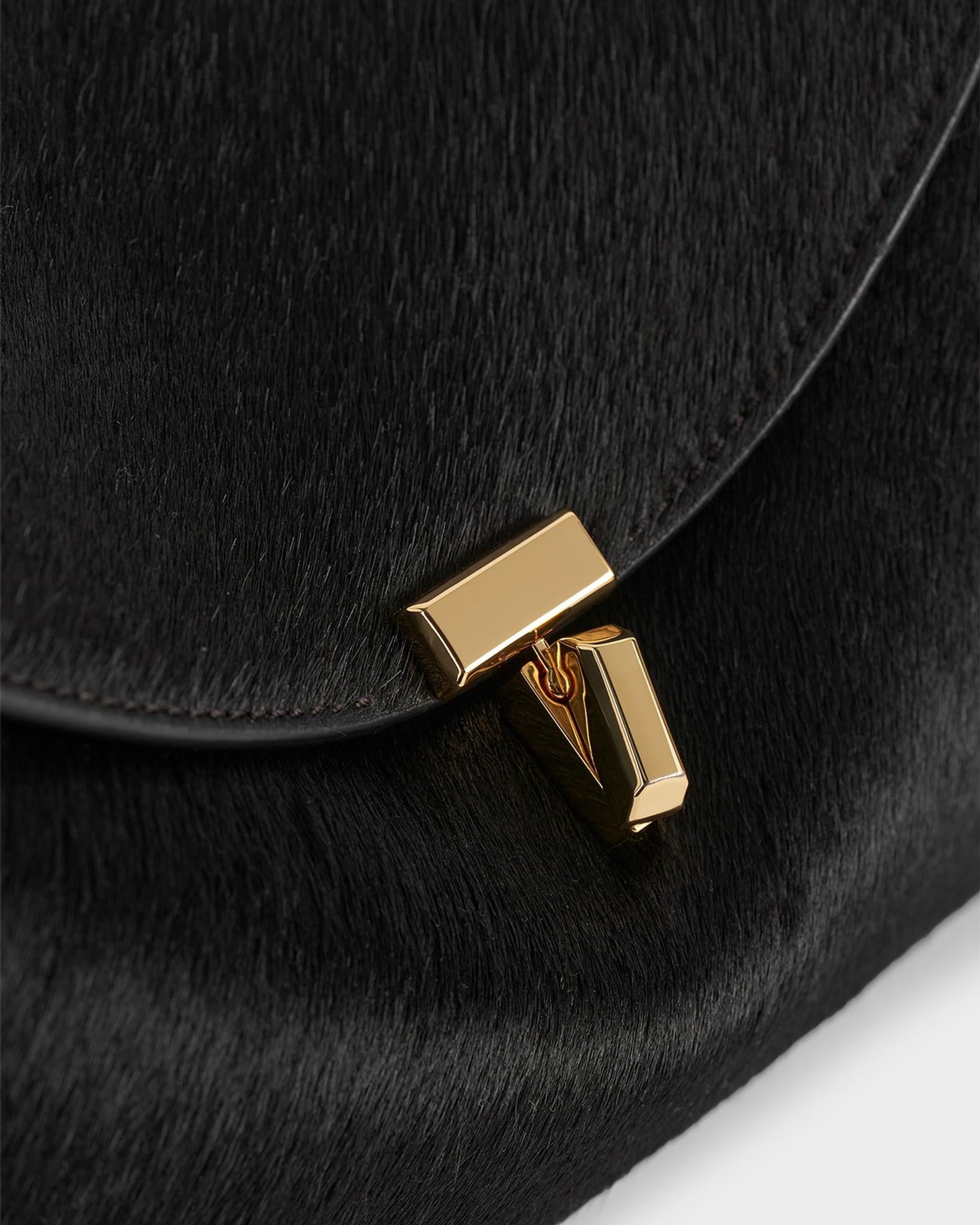 Toteme T Lock Flap Horsehair Clutch Bag | Neiman Marcus