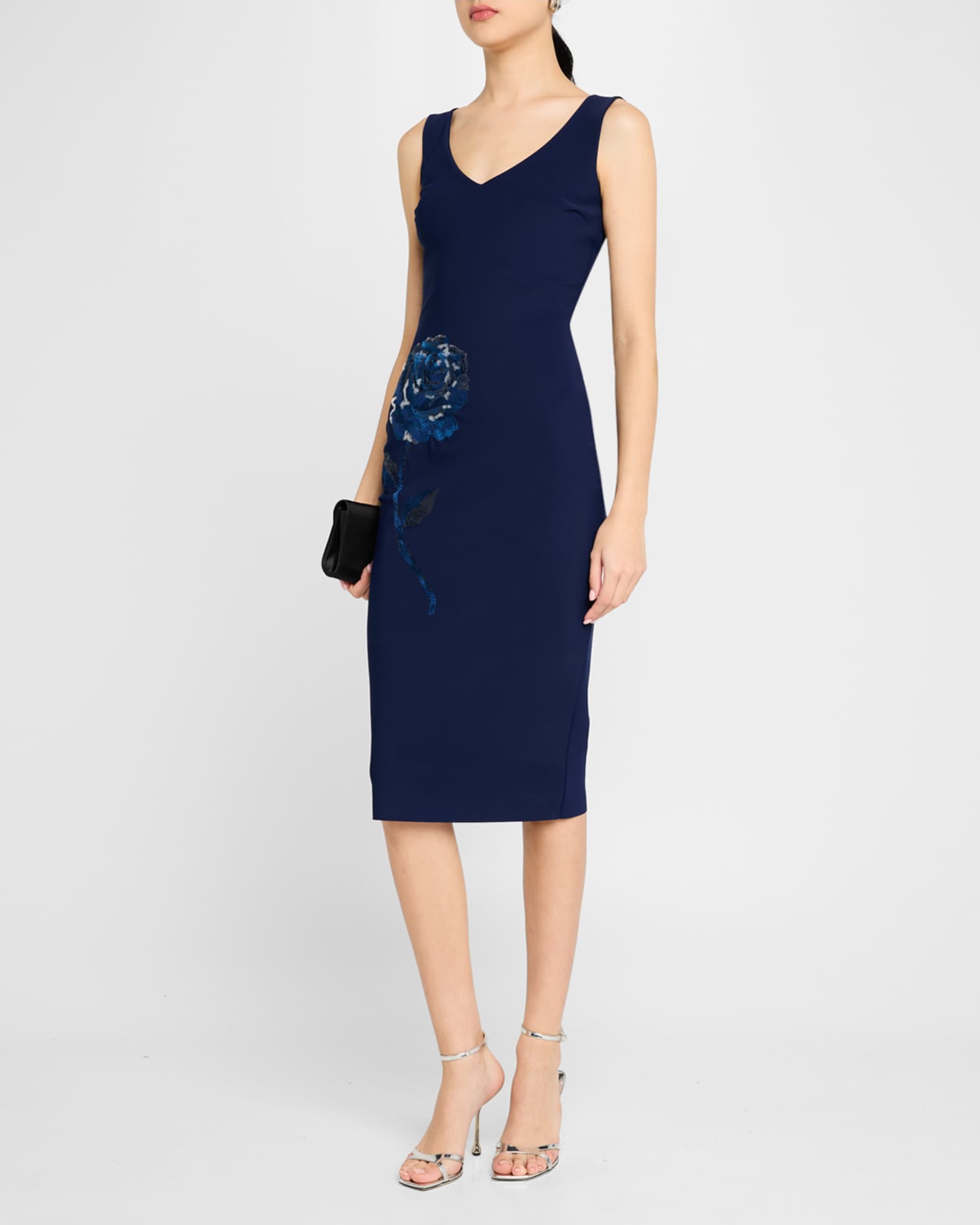 Italica Floral-Embroidered Midi Sheath Dress 1
