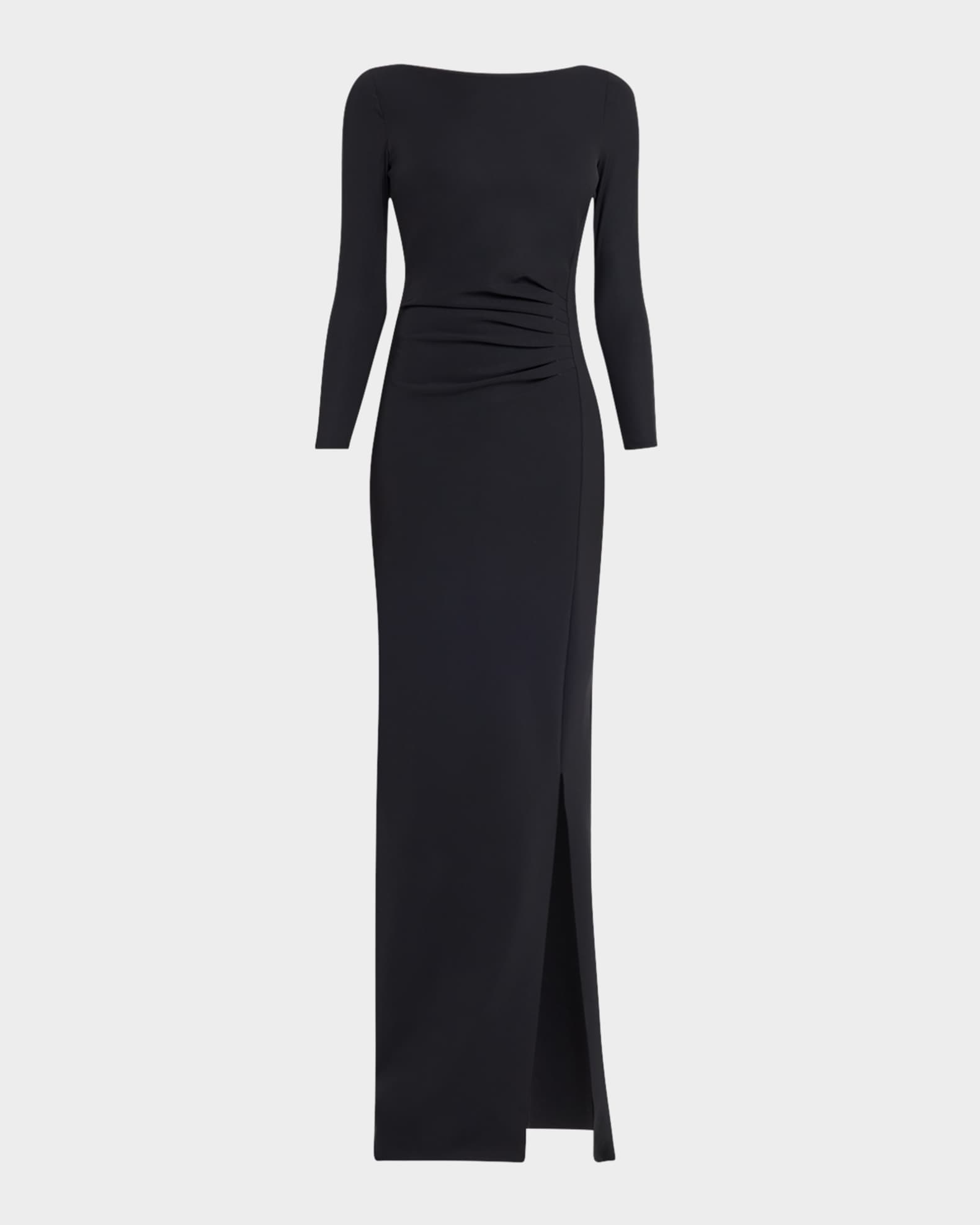 Brestina Bateau-Neck Bow Column Gown 0