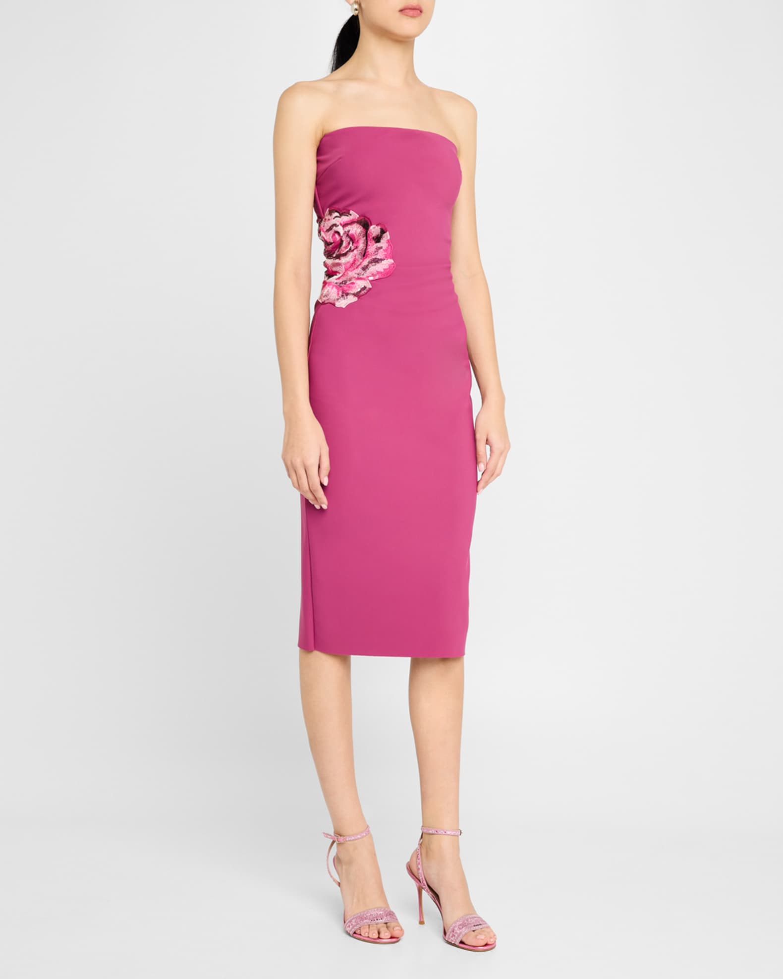 Itala Strapless Floral-Embroidered Midi Dress 1