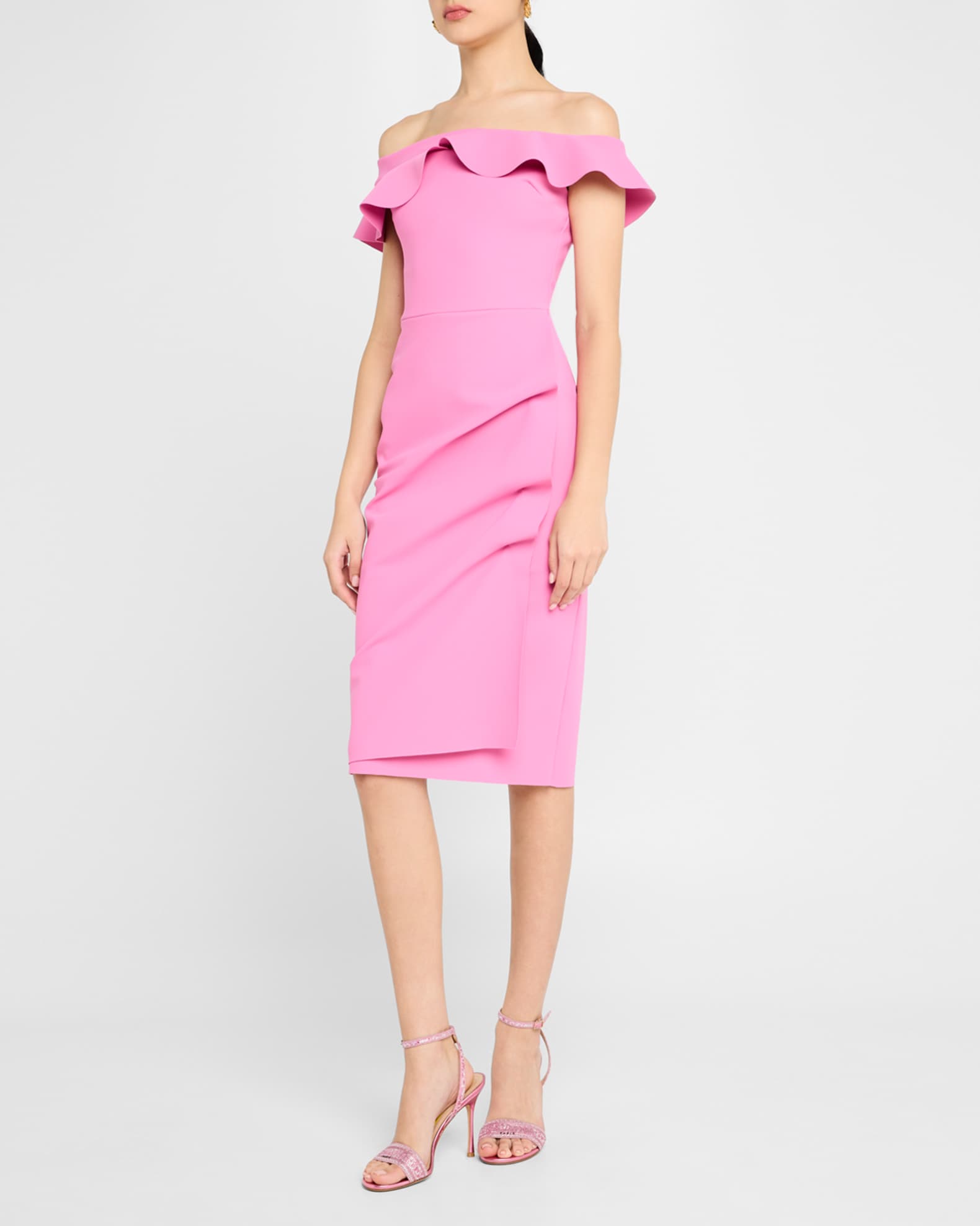 Chiara Boni La Petite Robe Nidandre Off-Shoulder Ruffle Midi